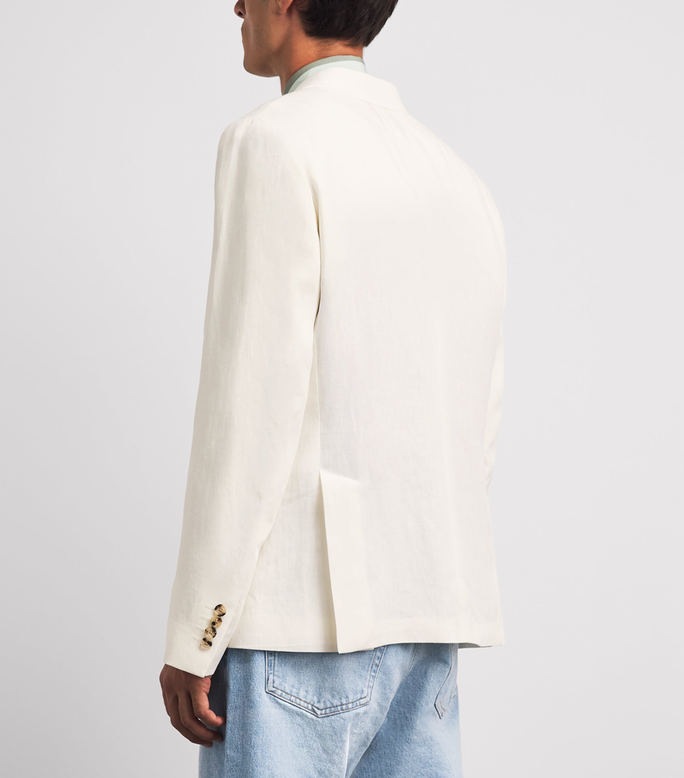 Paul Smith Mens Linen Single-Breast Blazer White Image 5