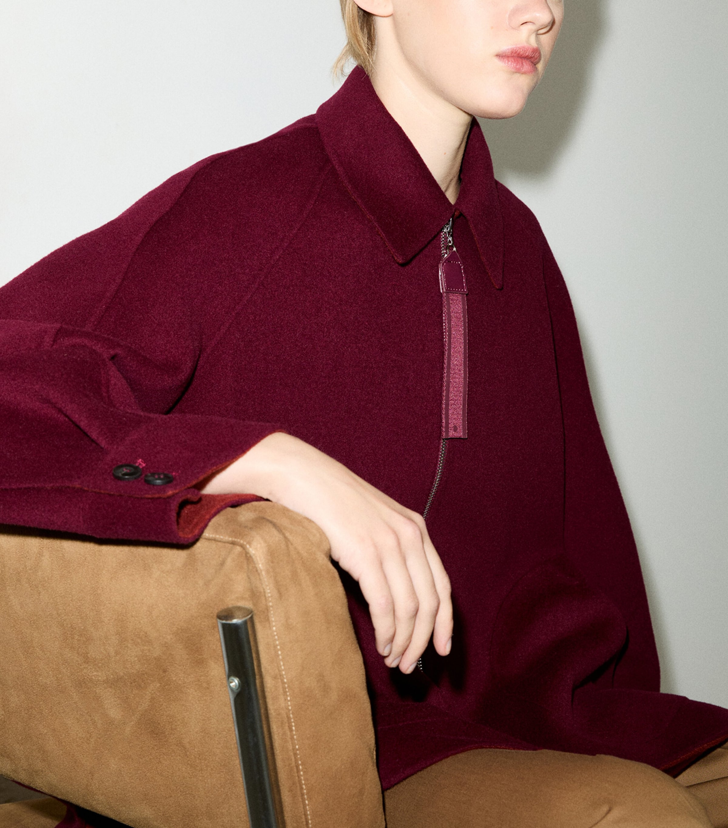 MAX&Co. Womens Wool A-Line Coat Bordeaux Image 5