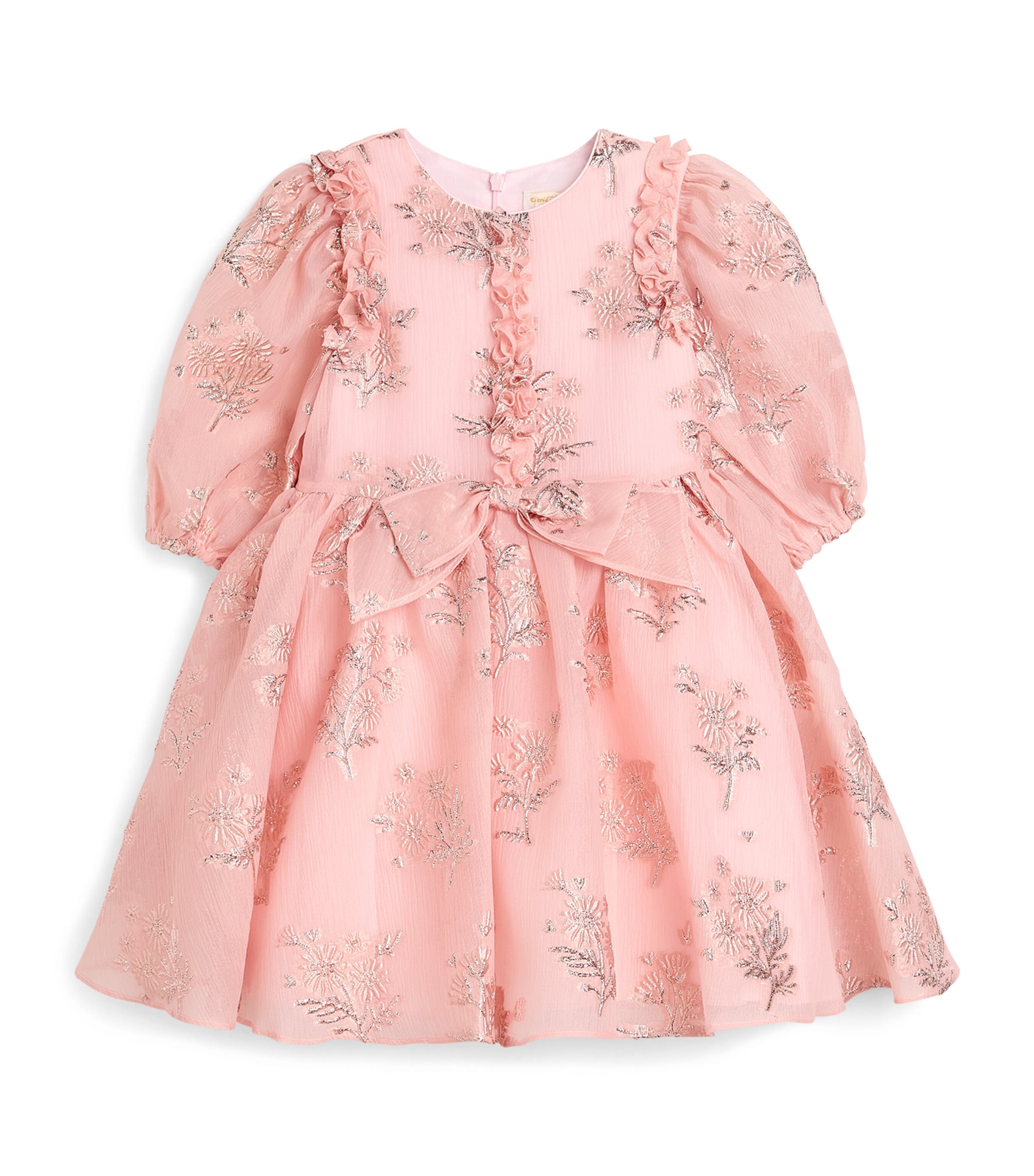 David Charles Kids' Floral-embroidered Dress In Pink