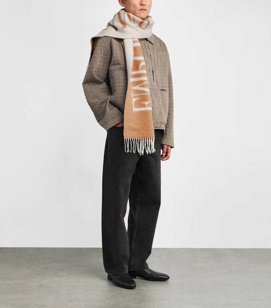 Contrasting Jacquard Logo Scarf F0015 Image 2