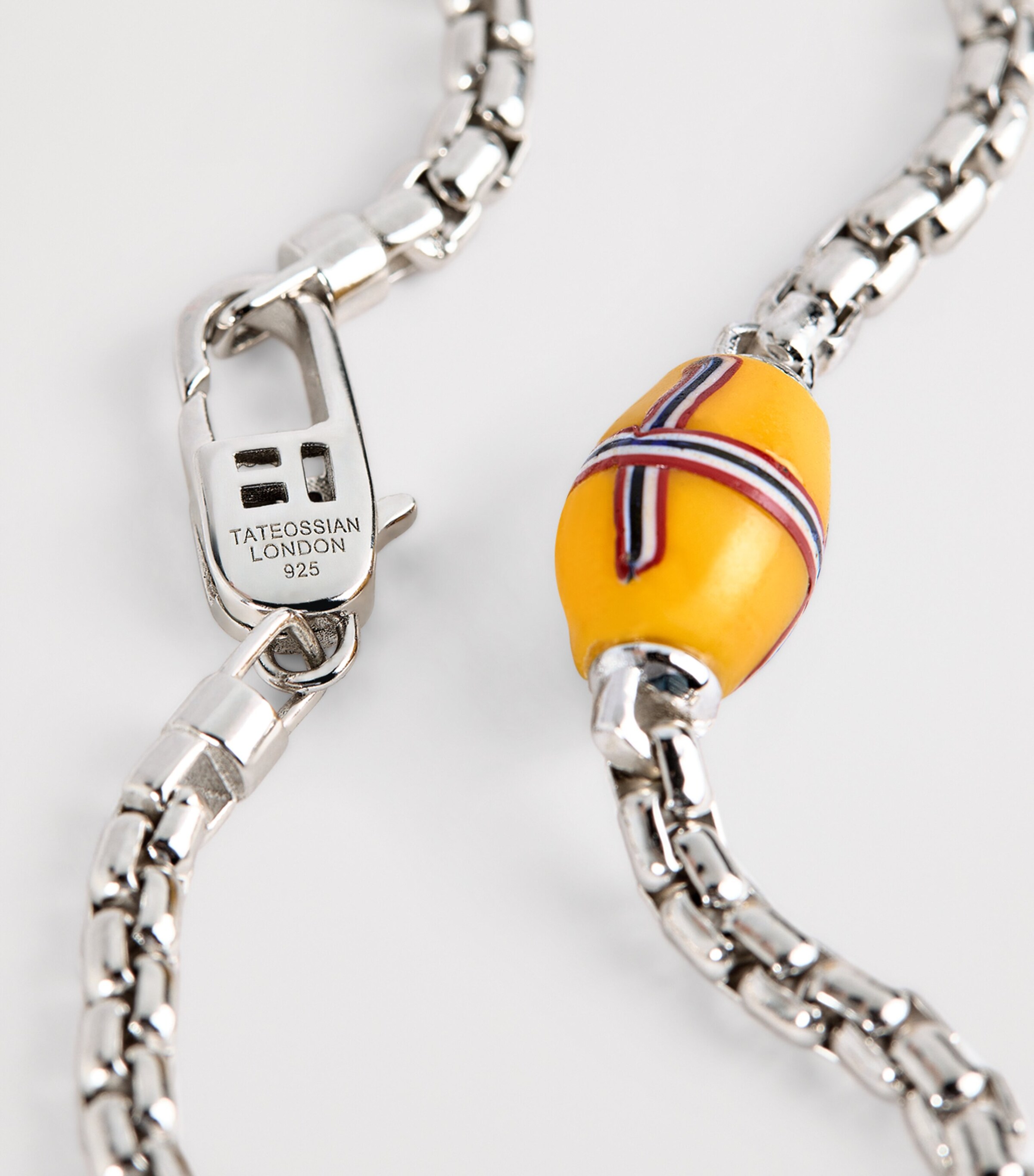Tateossian Sterling Silver French Cross Chain Bracelet Yellow Image 3