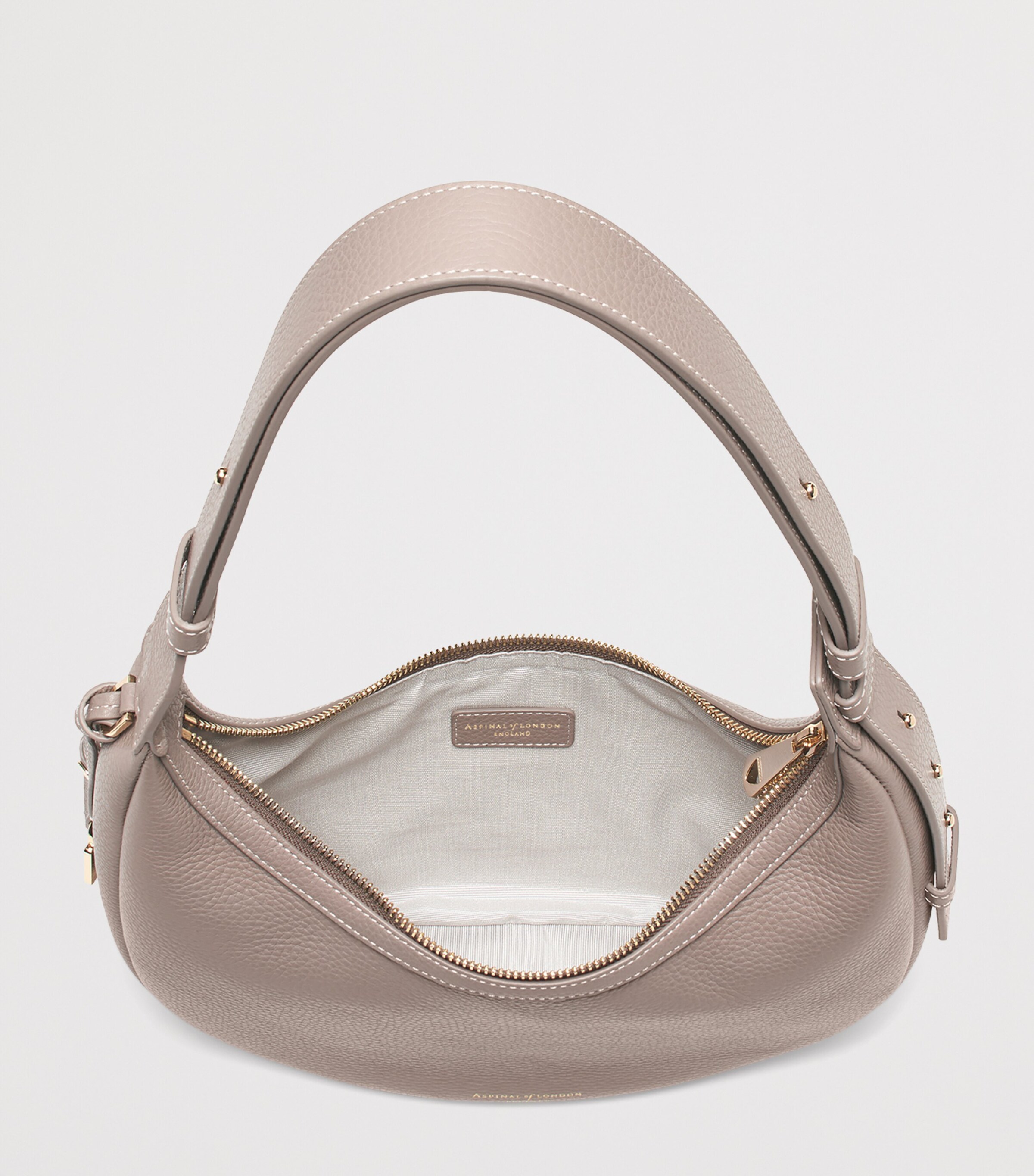 Aspinal Of London Small Leather Soho Crescent Shoulder Bag Moleskin Image 7