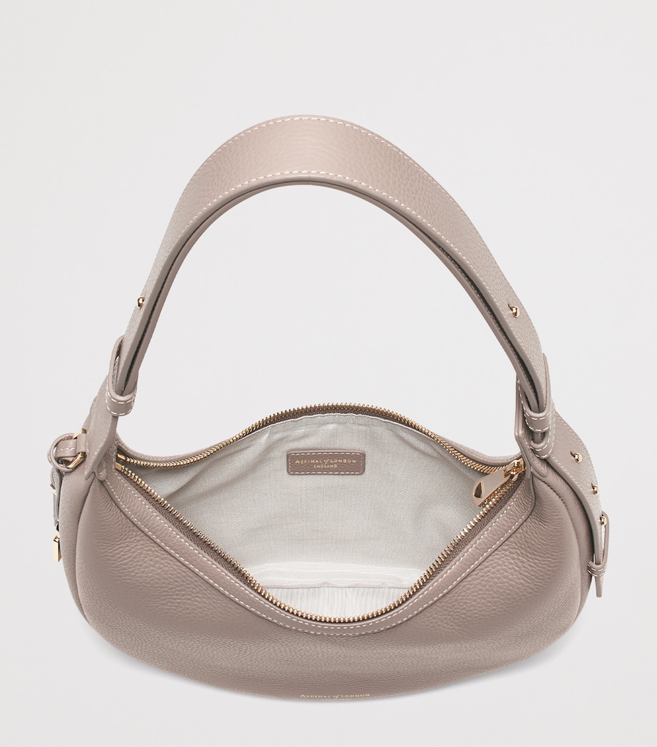 Aspinal Of London Small Leather Soho Crescent Shoulder Bag Moleskin Image 7