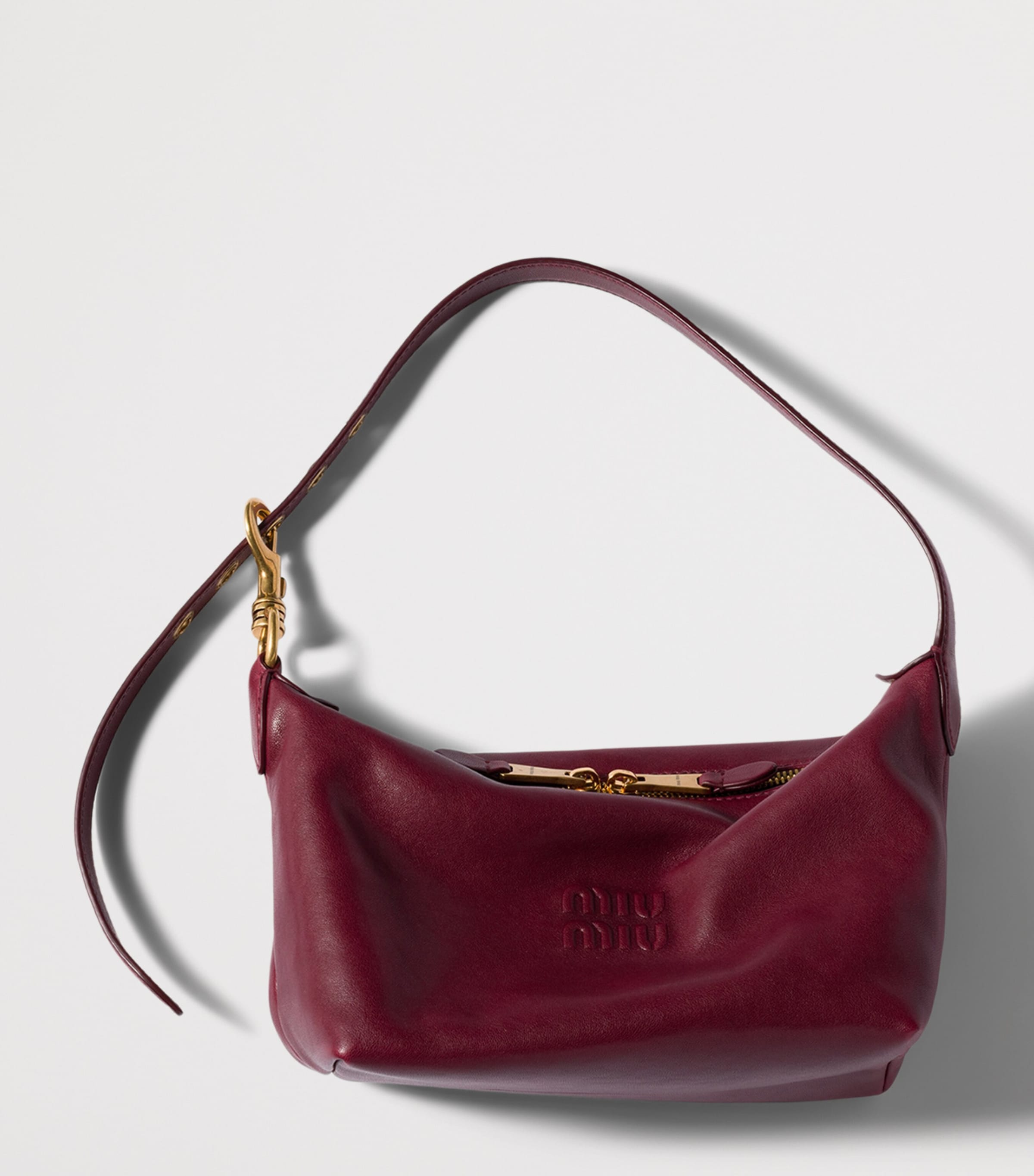 Miu Miu Small Nappa Leather Spirit Shoulder Bag Burgundy Image 5