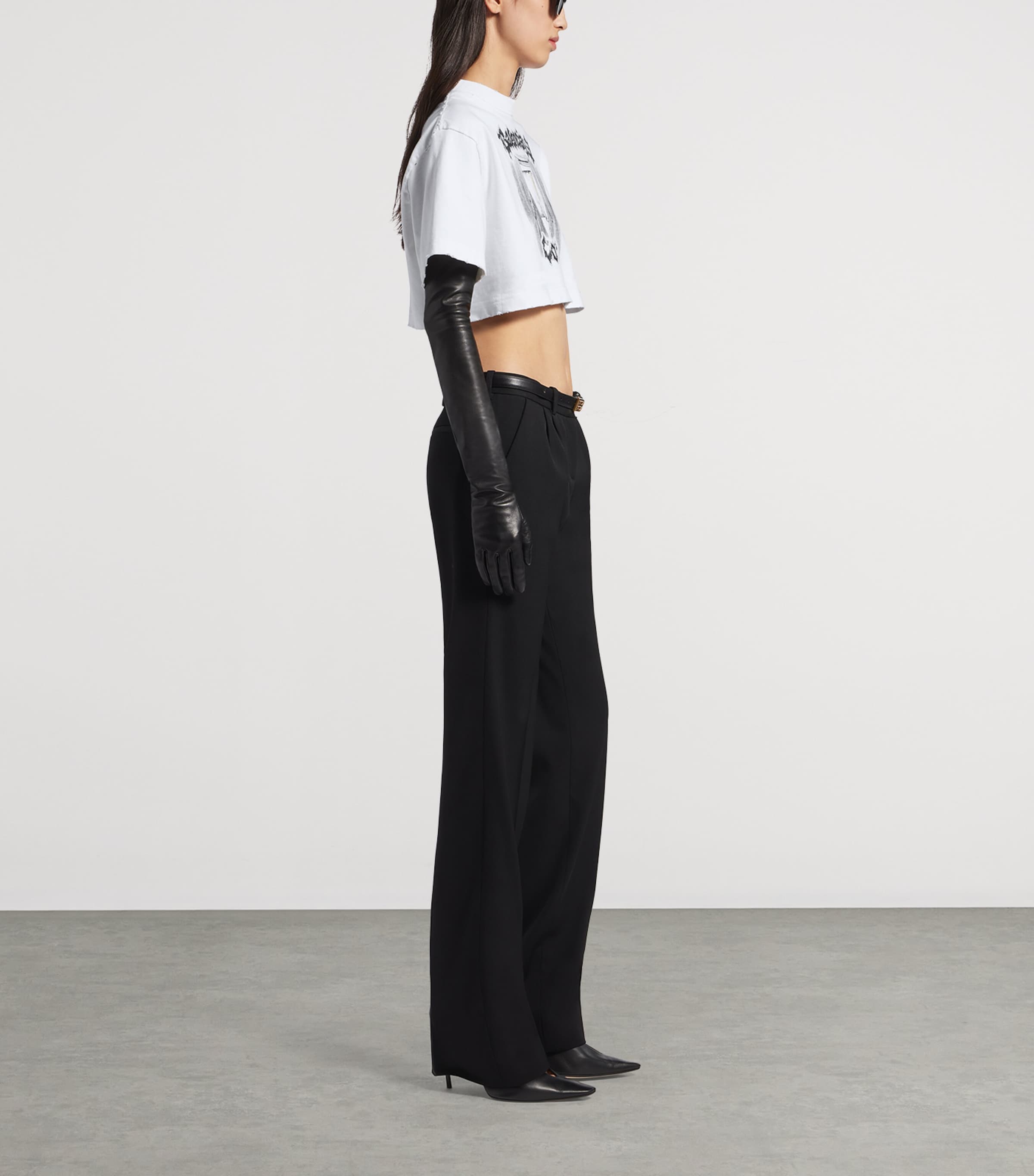 Balenciaga Womens Cotton Salon De Couture Cropped T-Shirt Image 4