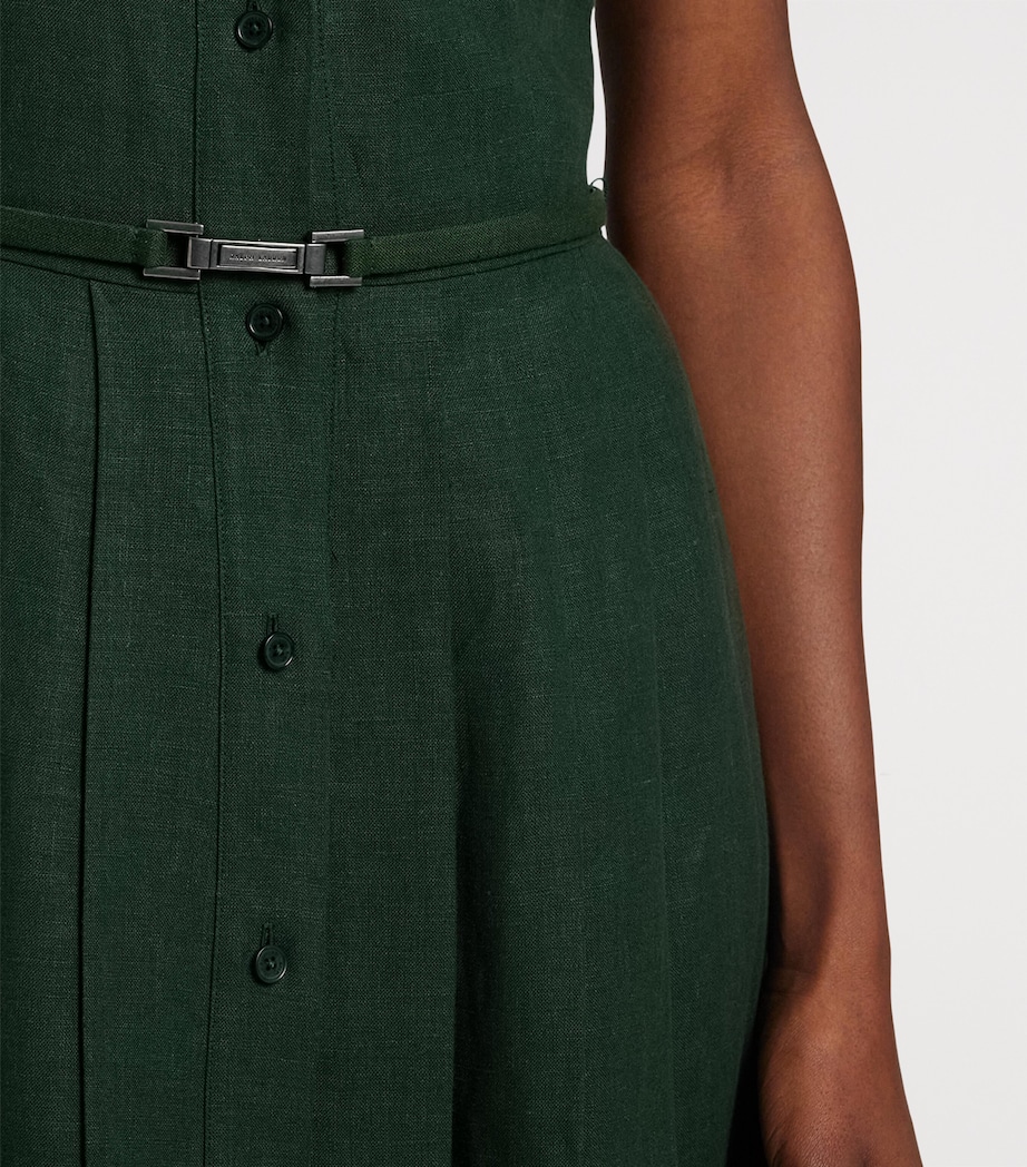 Linen Sleeveless Midi Dress DARK RACING GREEN Image 10