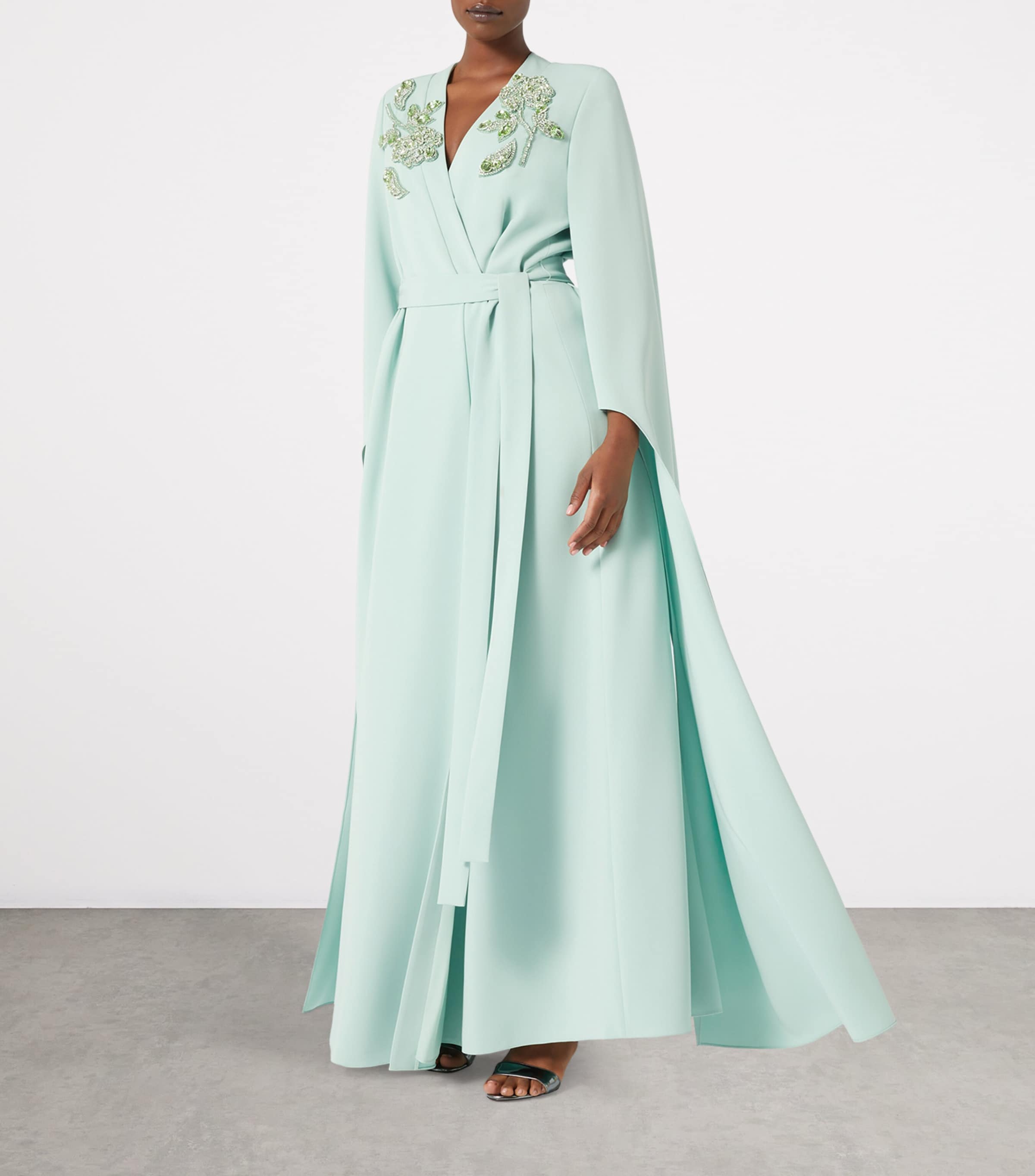 Embellished Wrap Dress GREEN Image 4