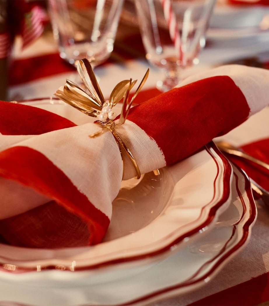 Linen Stripe Napkin (50cm x 50cm) RED Image 4