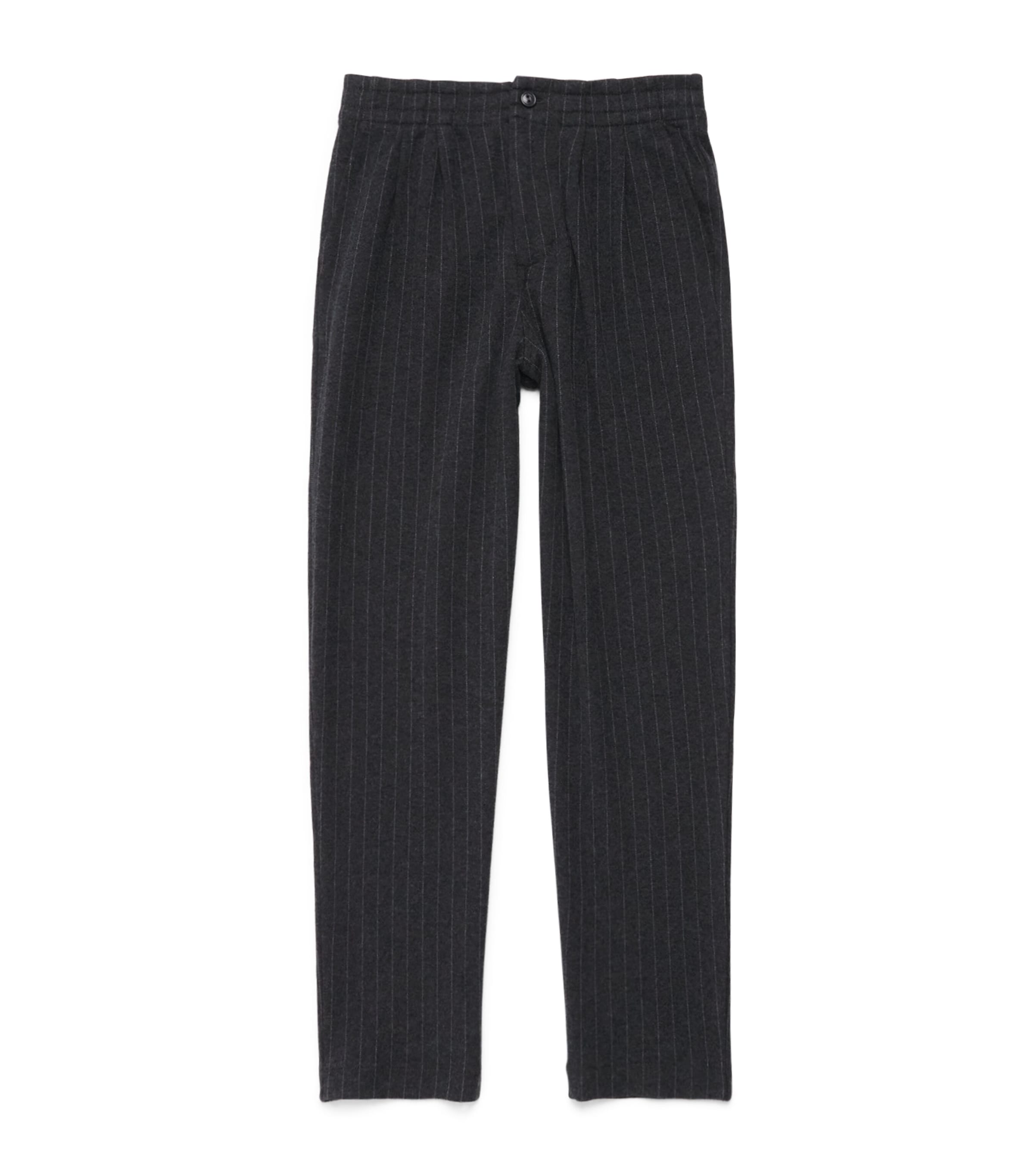 Ralph Lauren Wool Stripe Logo Trousers In Blue