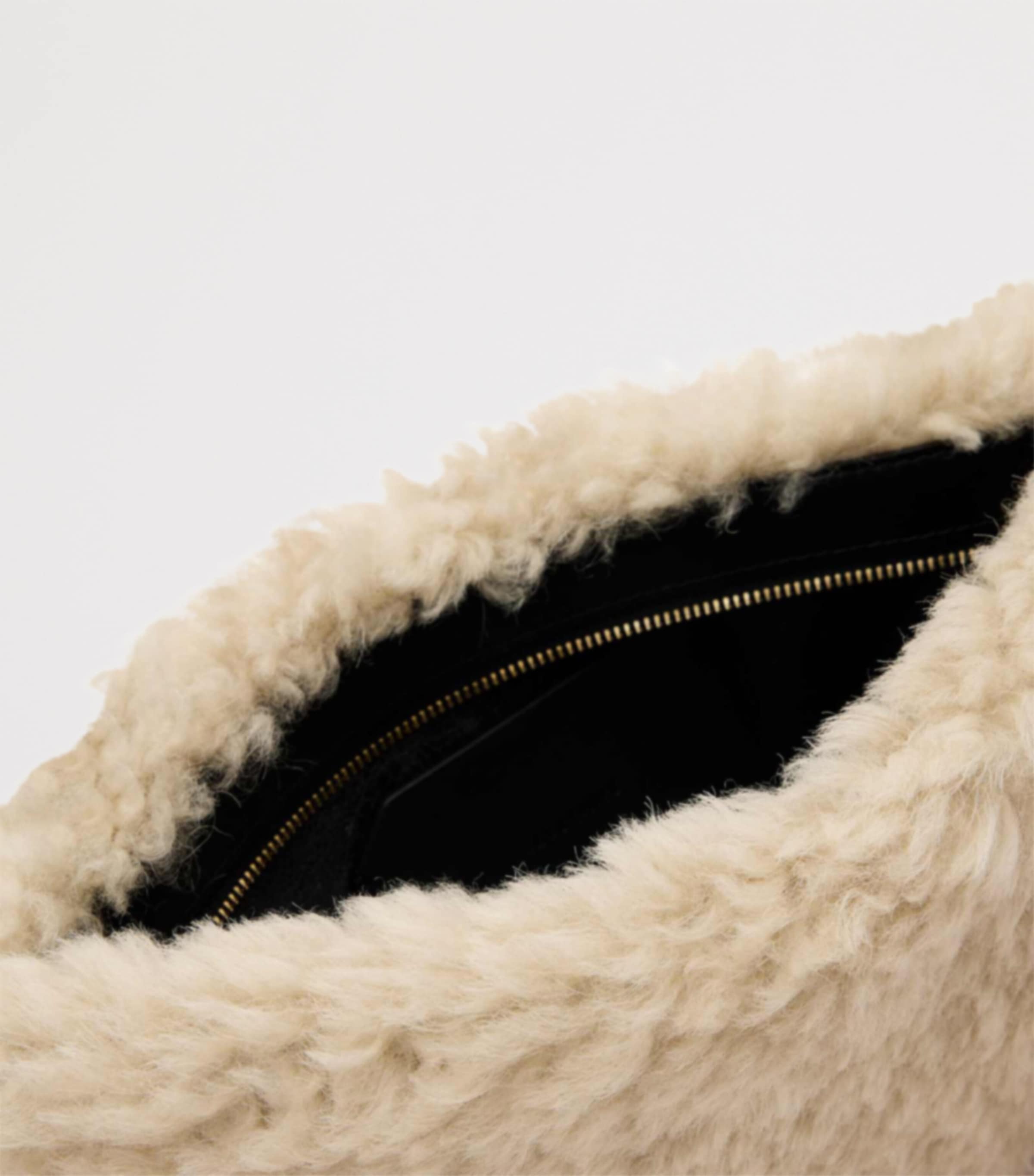 AllSaints Shearling Bettina Clutch Bag Natural Image 5
