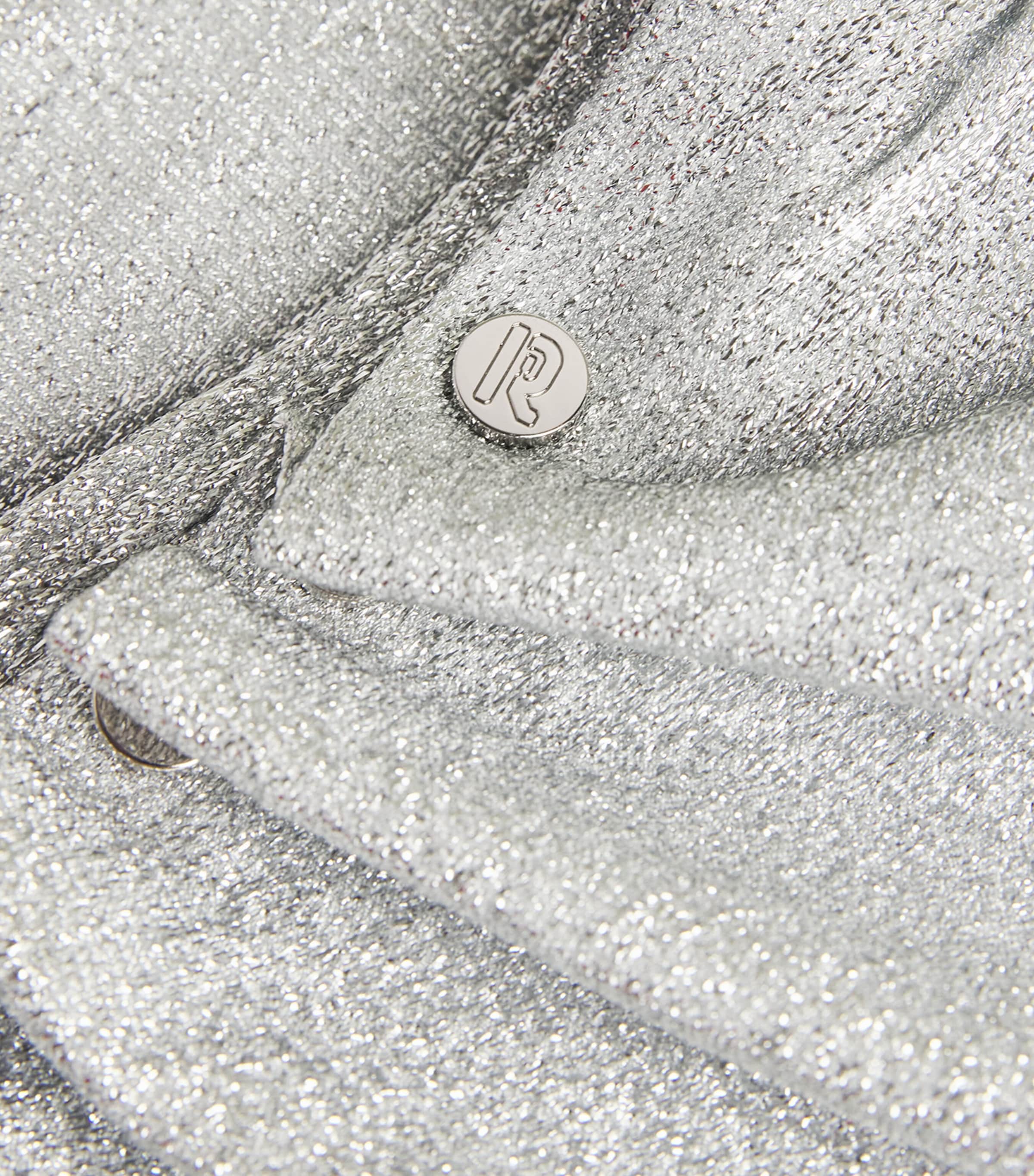 Rabanne Womens Lamé Side-Gathered Midi Dress Silver Image 5