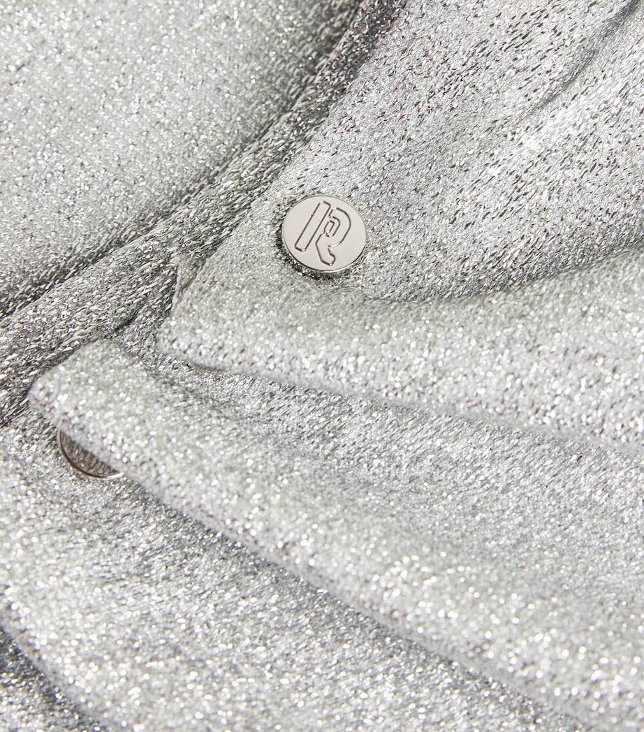 Rabanne Womens Lamé Side-Gathered Midi Dress Silver Image 5