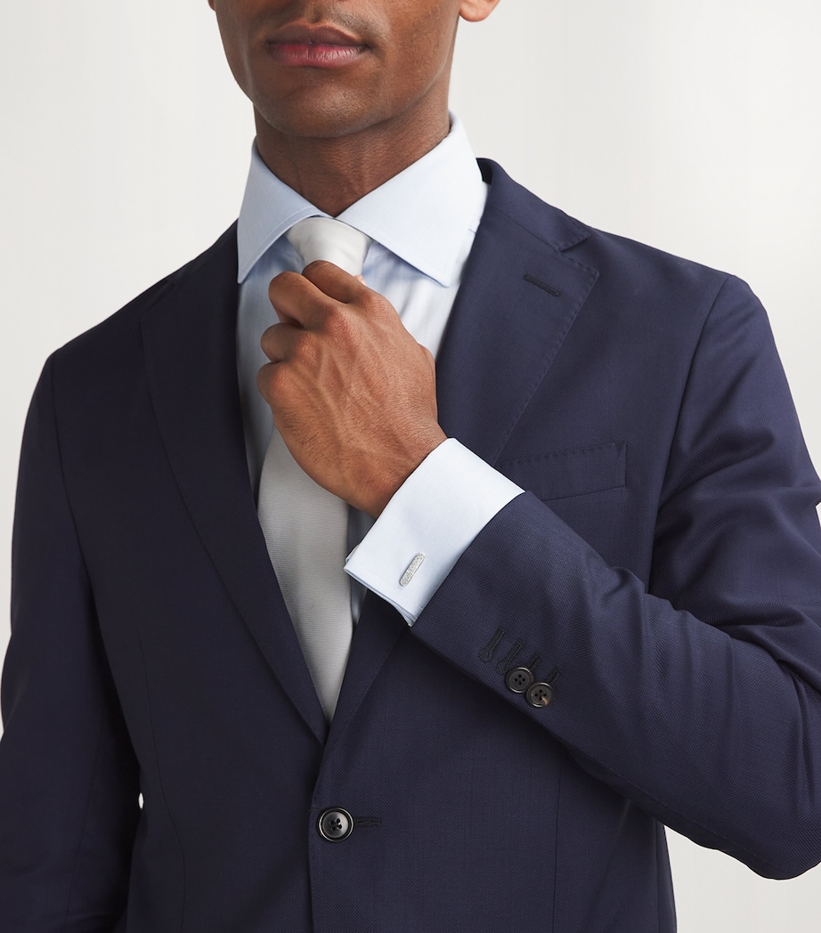 Sterling Silver and Diamond Baton Cufflinks SILVER Image 2