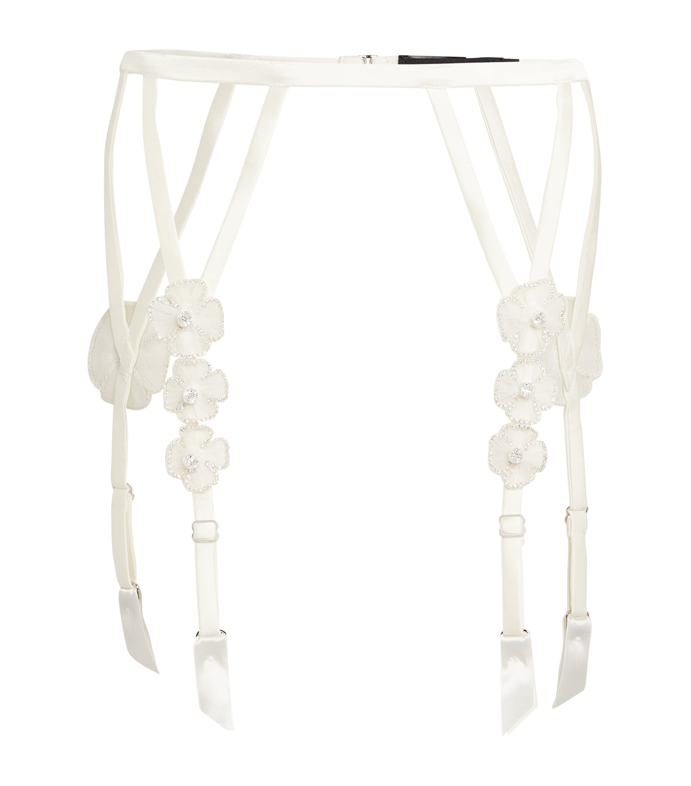 KIKI DE MONTPARNASSE SILK FLORAL CHOUCHOU SUSPENDER BELT 