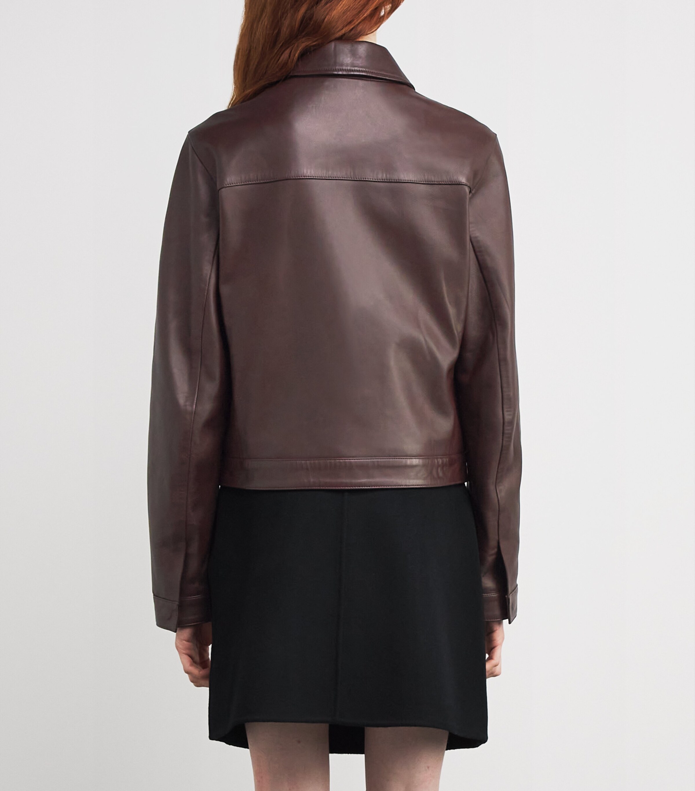 Loulou de Saison Womens Ascot Leather Jacket Brown Image 4