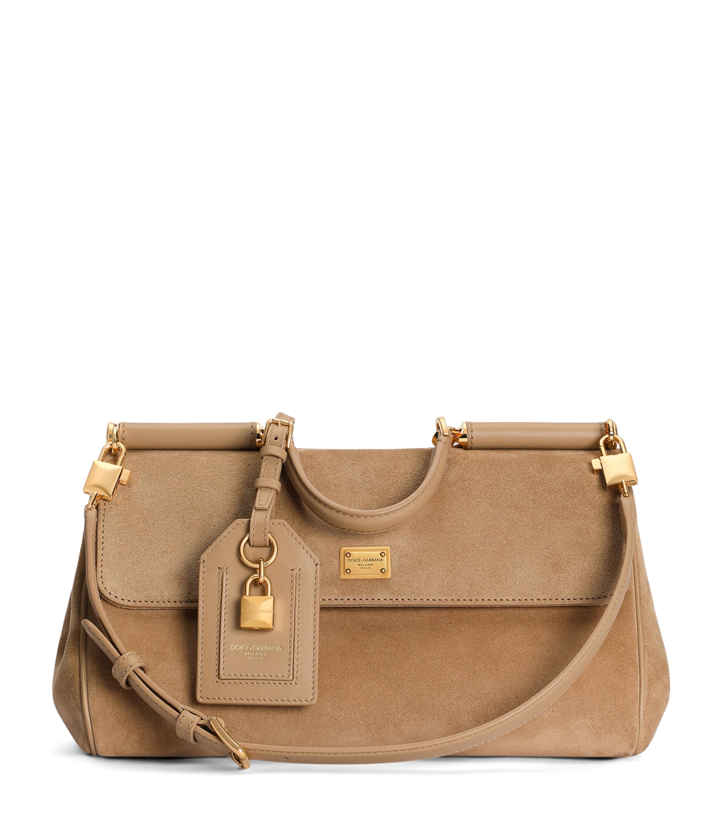 Dolce&Gabbana Suede My Sicily Top-Handle Bag Tortora/ecru Image 1
