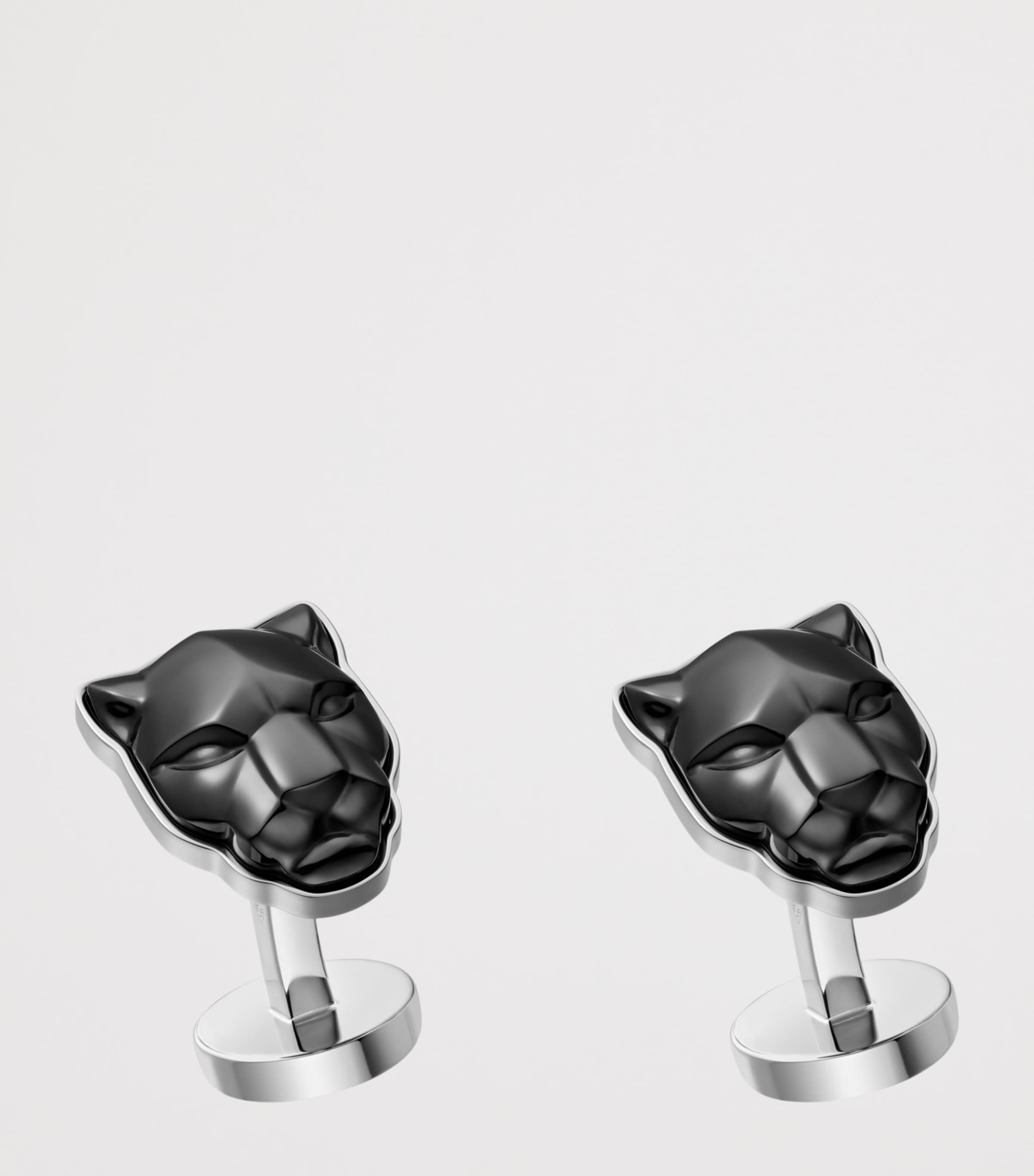 Cartier Sterling Silver and Ceramic Panthère de Cartier Cufflinks Black Image 2