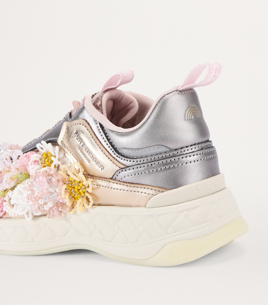 Kurt Geiger London Leather Beaded Kensington Sneakers Gold Comb Image 2