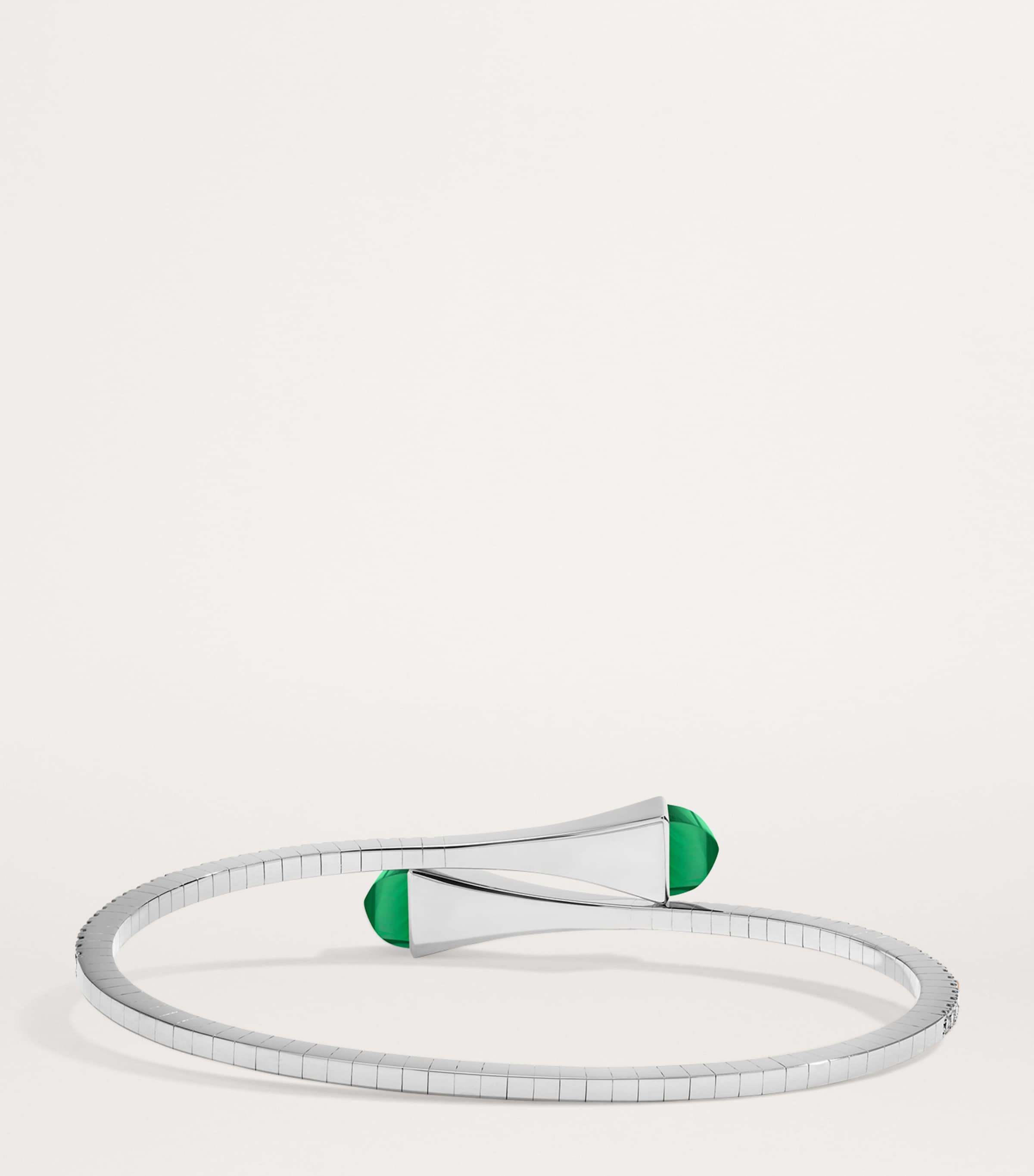 Midi White Gold, Diamond and Agate Cleo Slip-On Bracelet WHITE GOLD Image 2