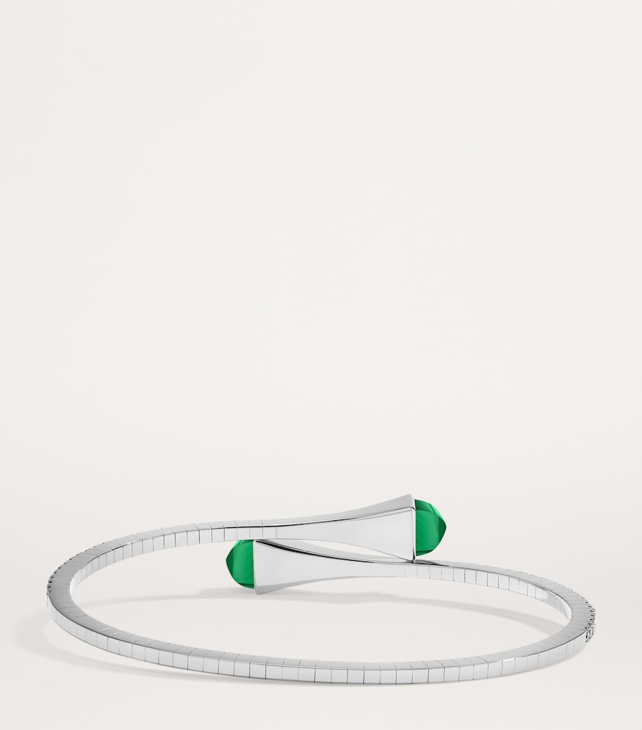 Midi White Gold, Diamond and Agate Cleo Slip-On Bracelet WHITE GOLD Image 2