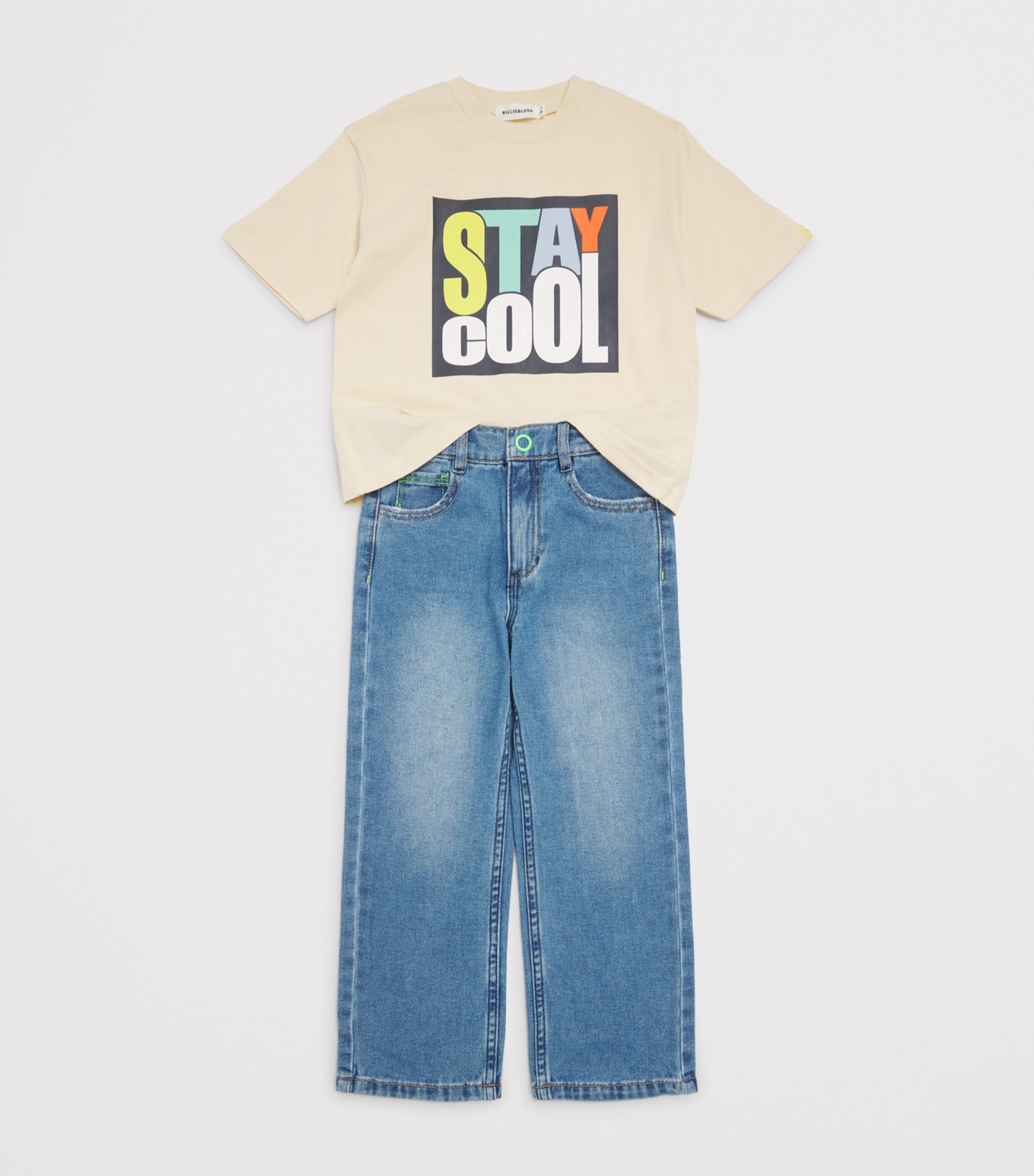 Play It Cool Straight Jeans (4-10 Years) Z18DBLE STONE+BLEACH Image 3
