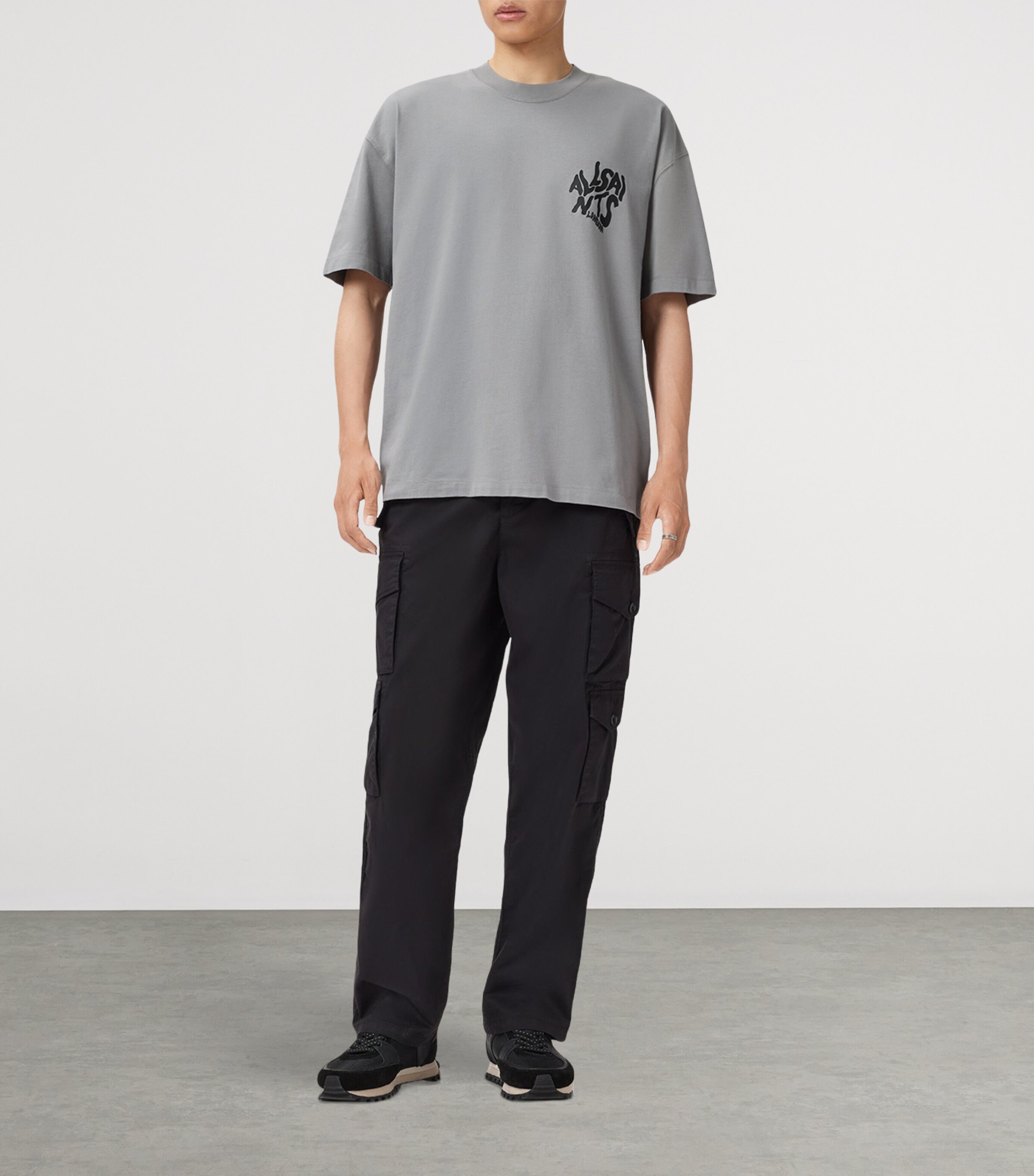 AllSaints Mens Organic Cotton Orlando T-Shirt March Grey Image 2