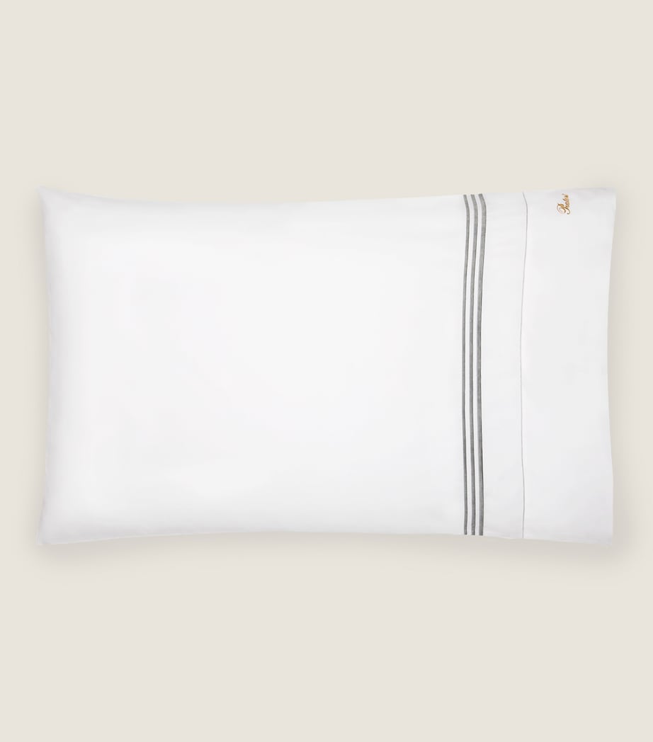 Pratesi Tre Righe Bolster Pillowcase (13cm x 41cm) Wht/charcoal Image 1