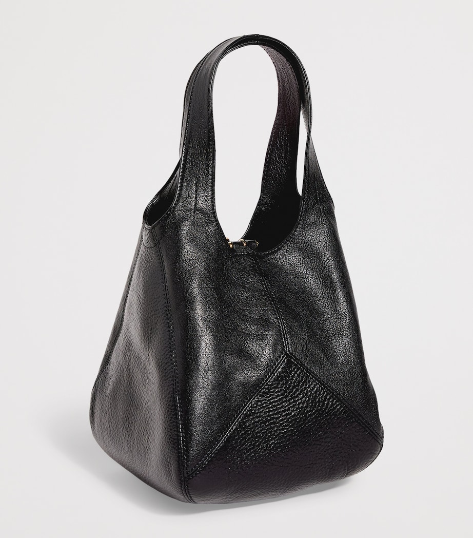 Small Leather Balloon Bucket Bag BLACK Image 3