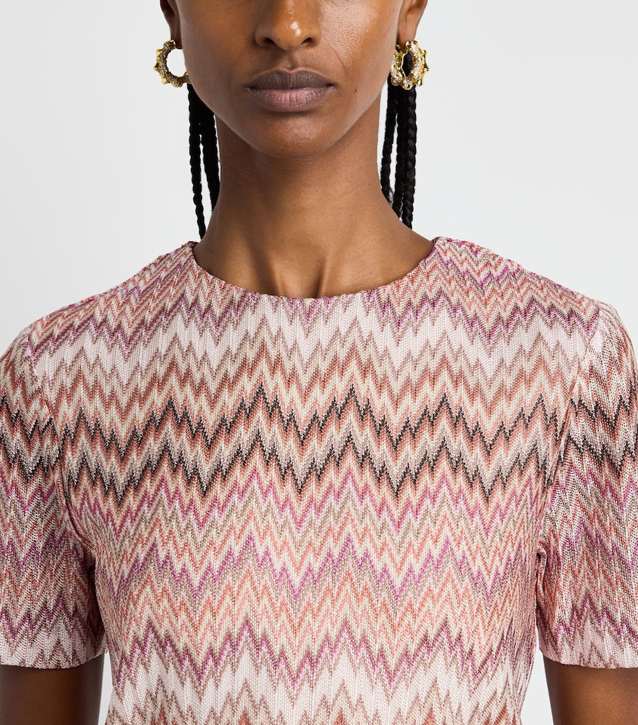 Missoni Womens Zigzag Midi Dress Pink White Image 3