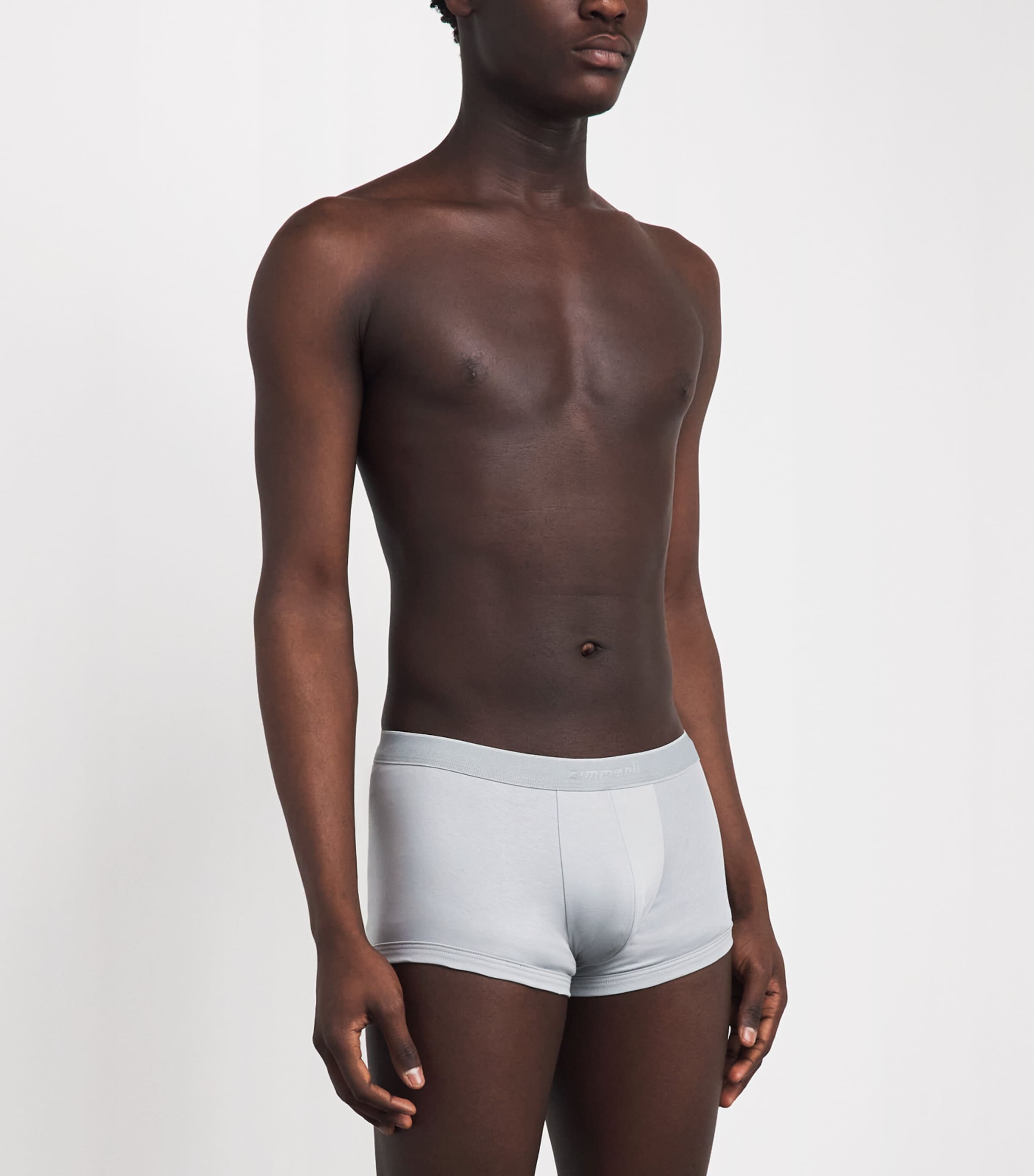 Zimmerli Mens Sea Island Cotton Boxer Briefs Grey Blue Image 2