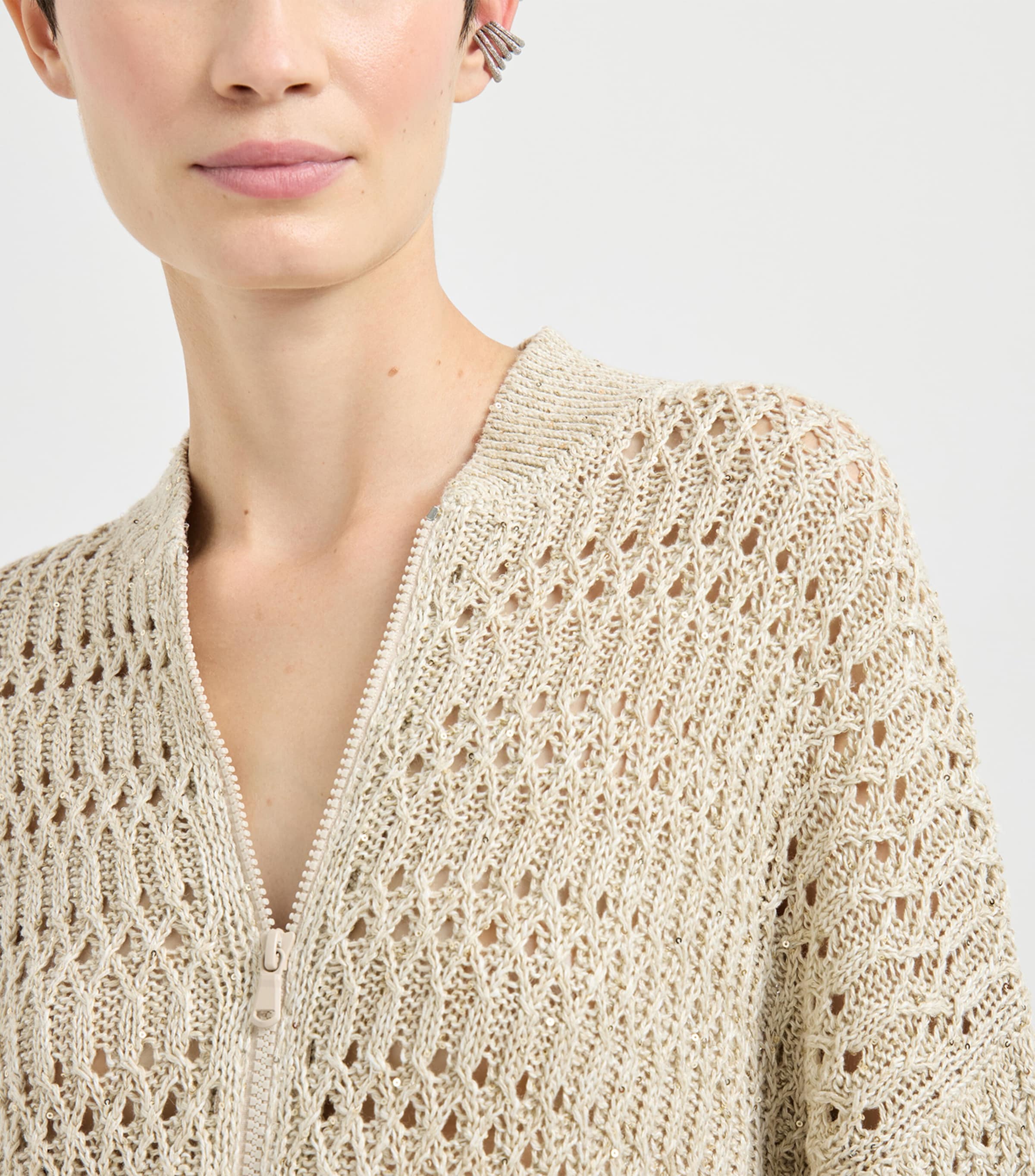 Linen-Blend Braided Cardigan C8925 Image 6