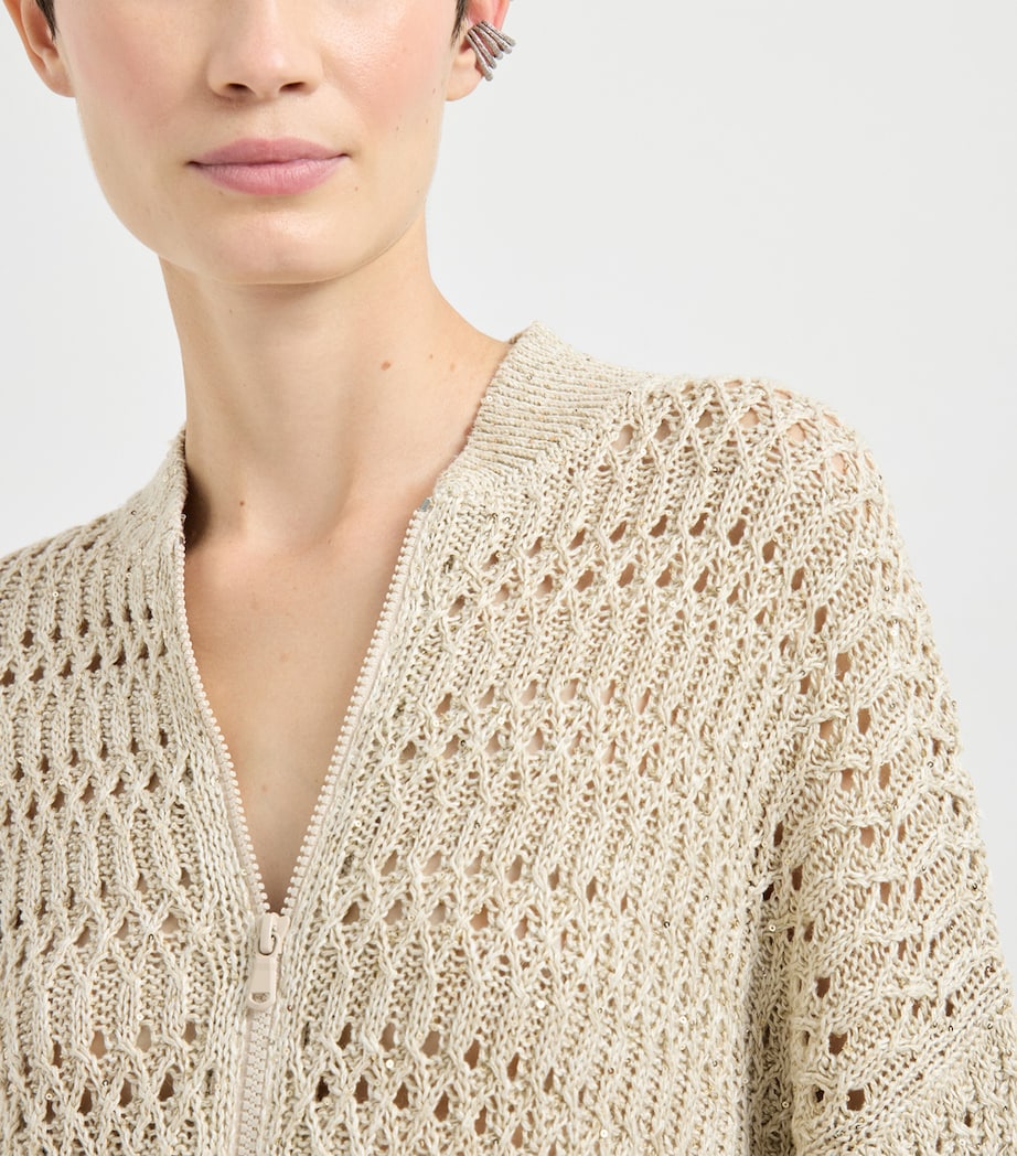 Linen-Blend Braided Cardigan C8925 Image 6