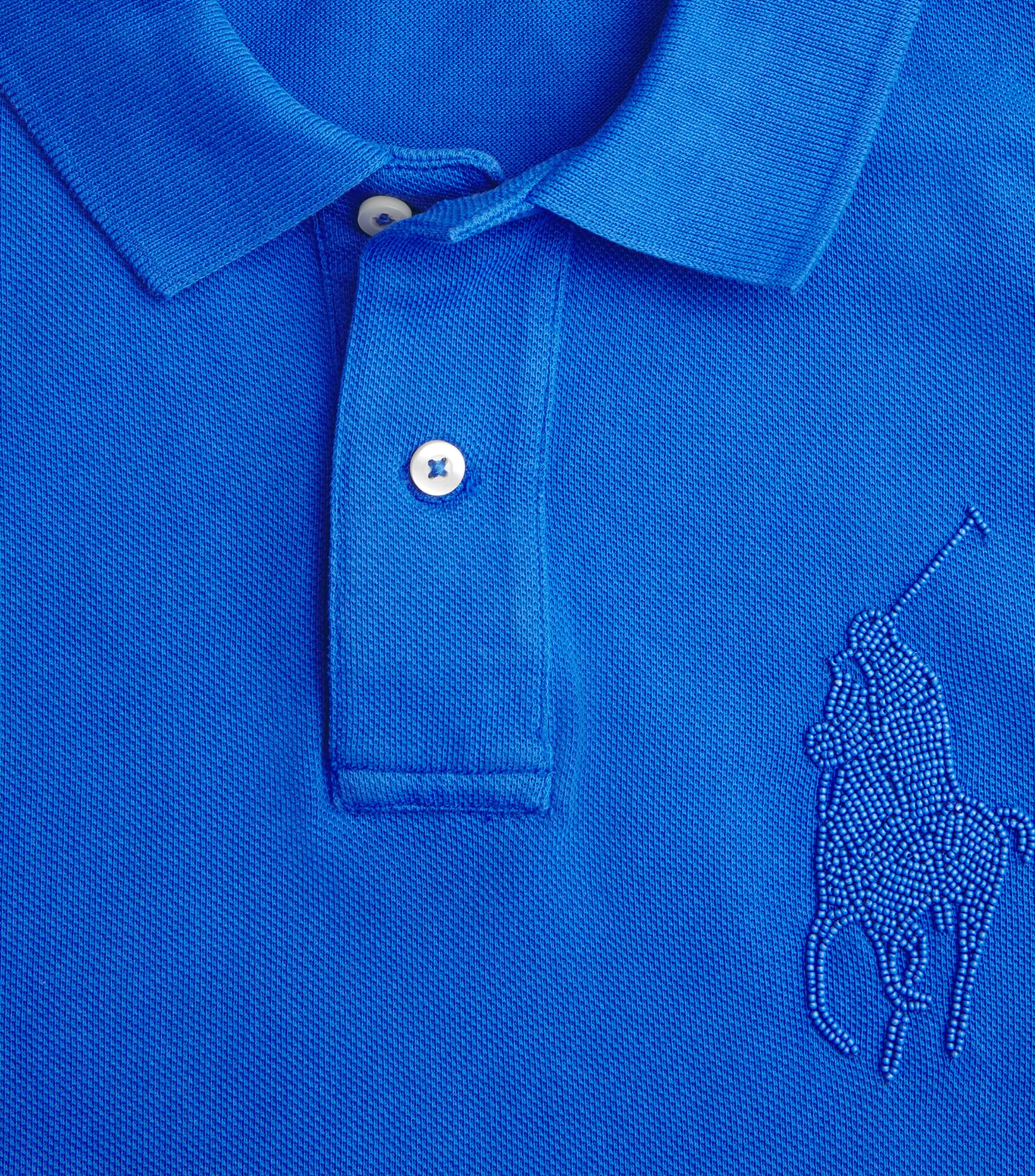Polo Ralph Lauren Womens Cotton Beaded Big Pony Polo Shirt Gala Blue Image 6