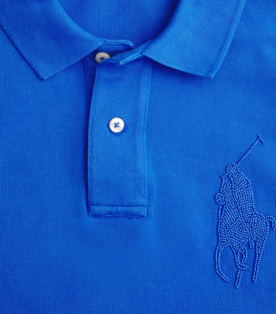 Polo Ralph Lauren Womens Cotton Beaded Big Pony Polo Shirt Gala Blue Image 6