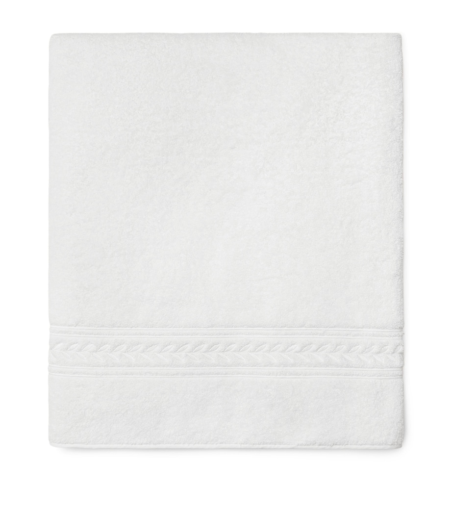 Cotton Impero Bath Towel (30cm x 60cm) WHITE/WHITE Image 1