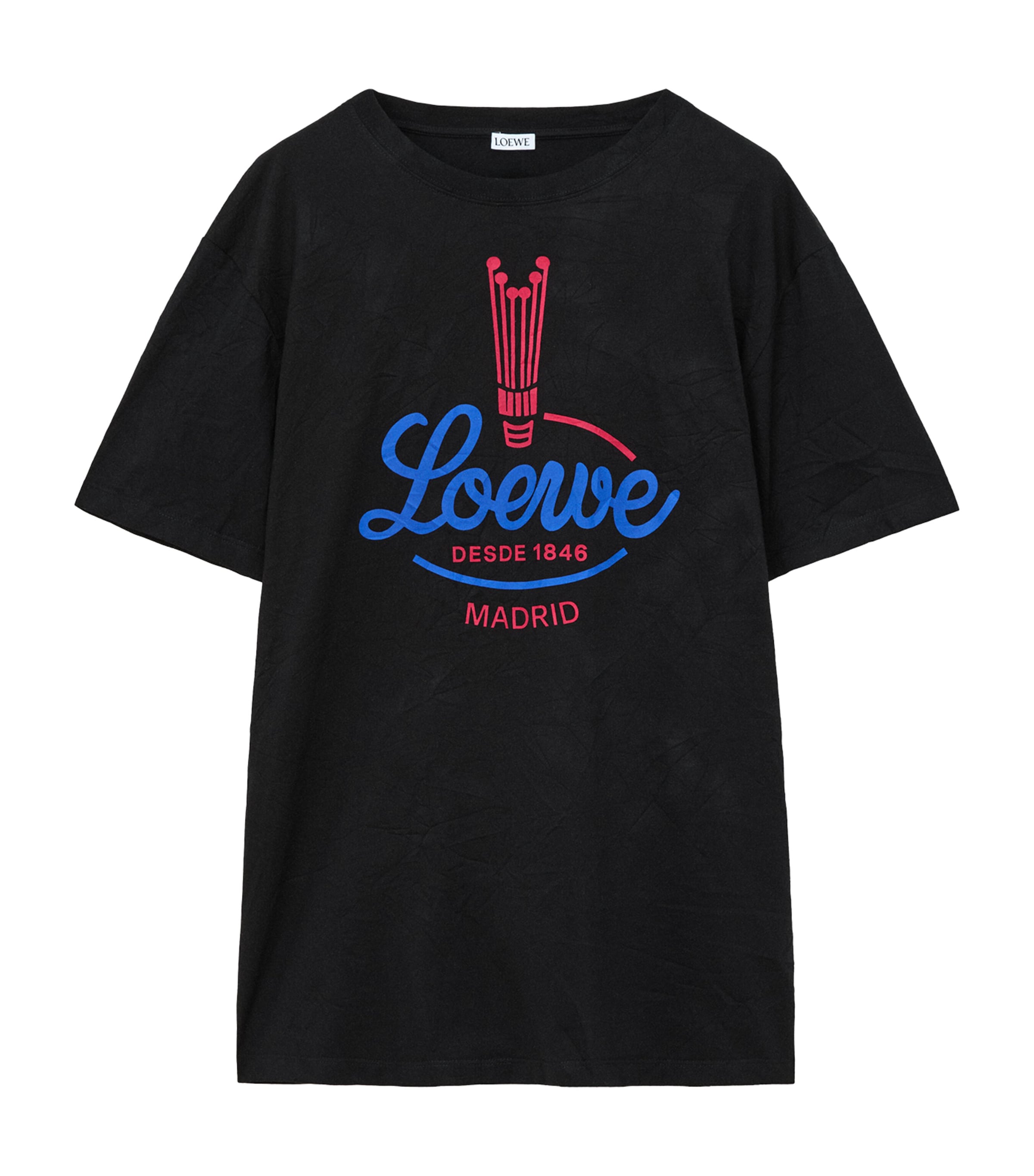 LOEWE Womens Cotton Graphic Logo T-Shirt Black Image 1