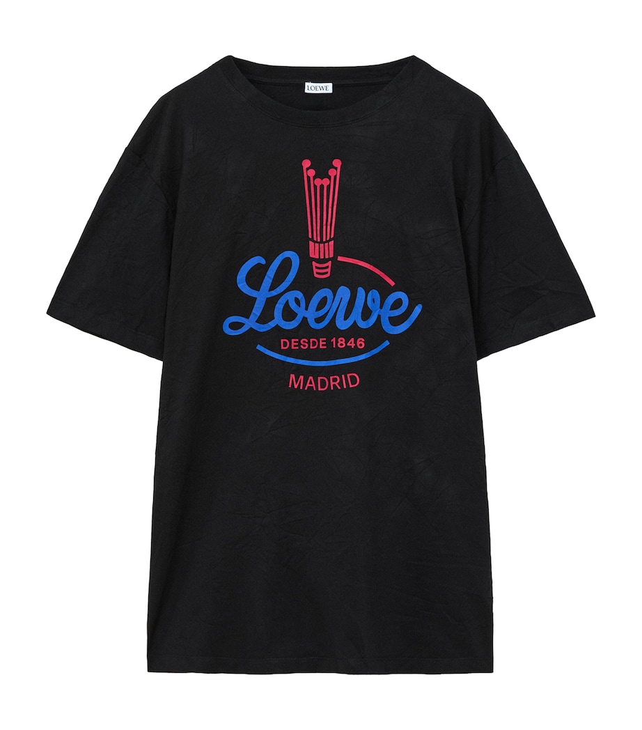 LOEWE Womens Cotton Graphic Logo T-Shirt Black Image 1