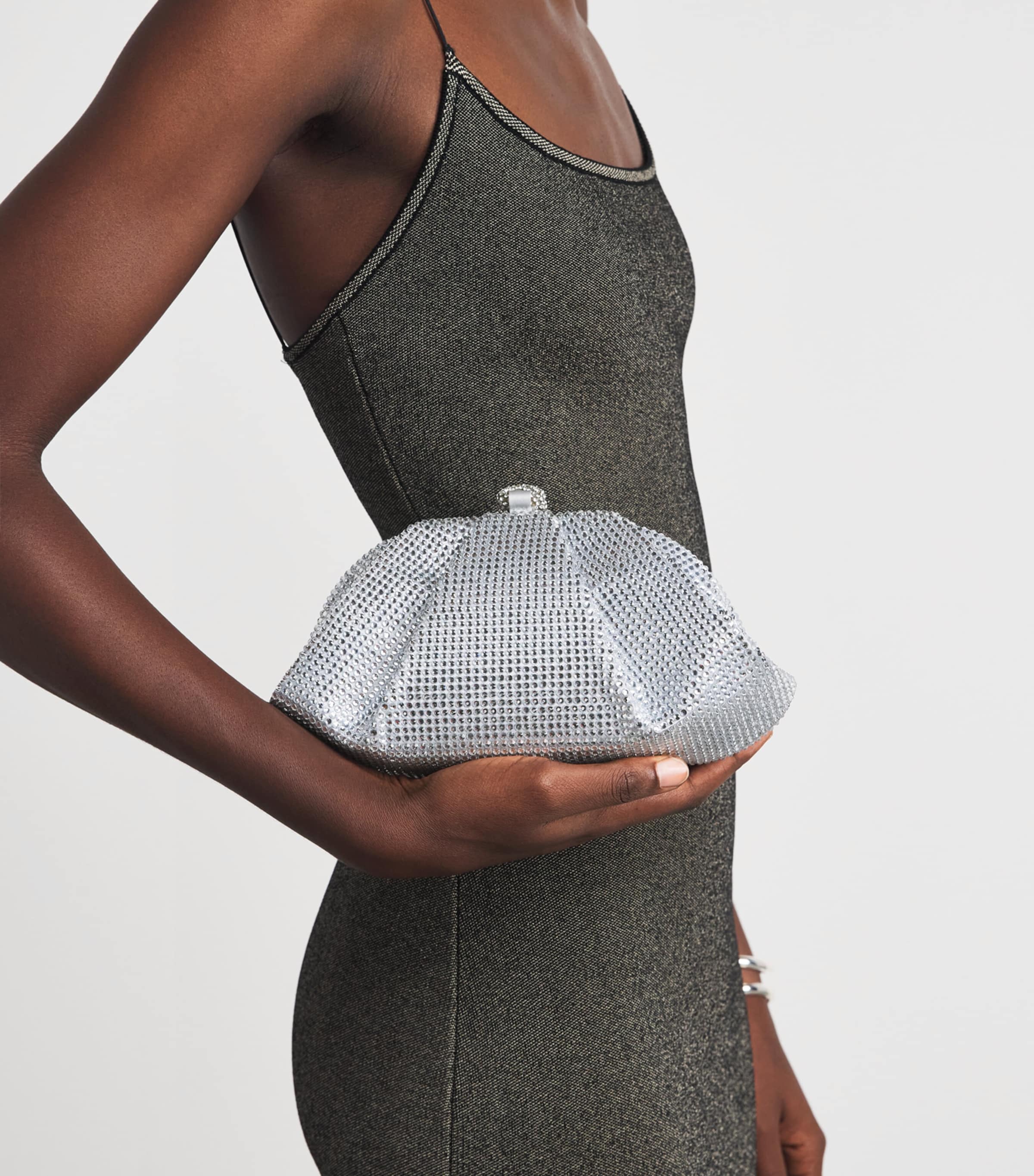 Judith Leiber Crystal Gemma Clutch Bag Silver Rhine Image 2