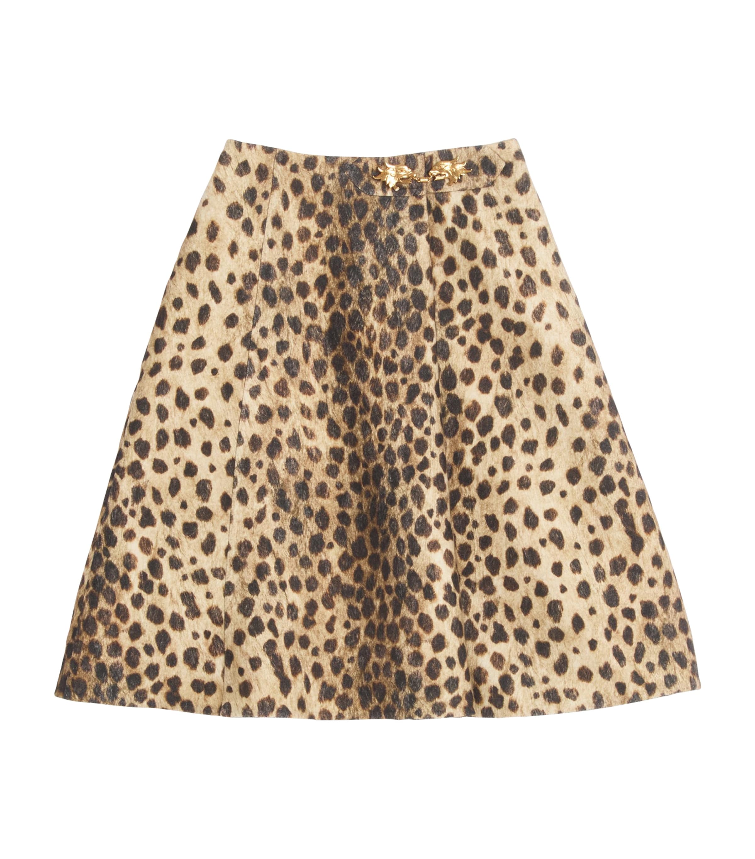 Valentino Wool Cloth Skirt In Jaguar Spots Print Woman Animal Print 42 In Beige