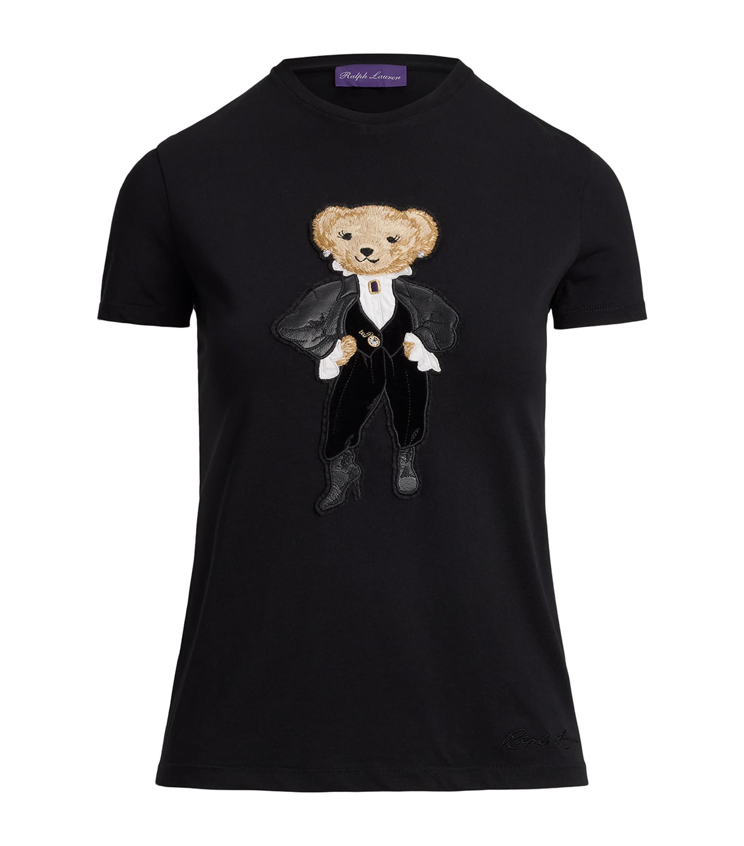 Ralph Lauren Holiday Bear Short Sleeve T-shirt In Black