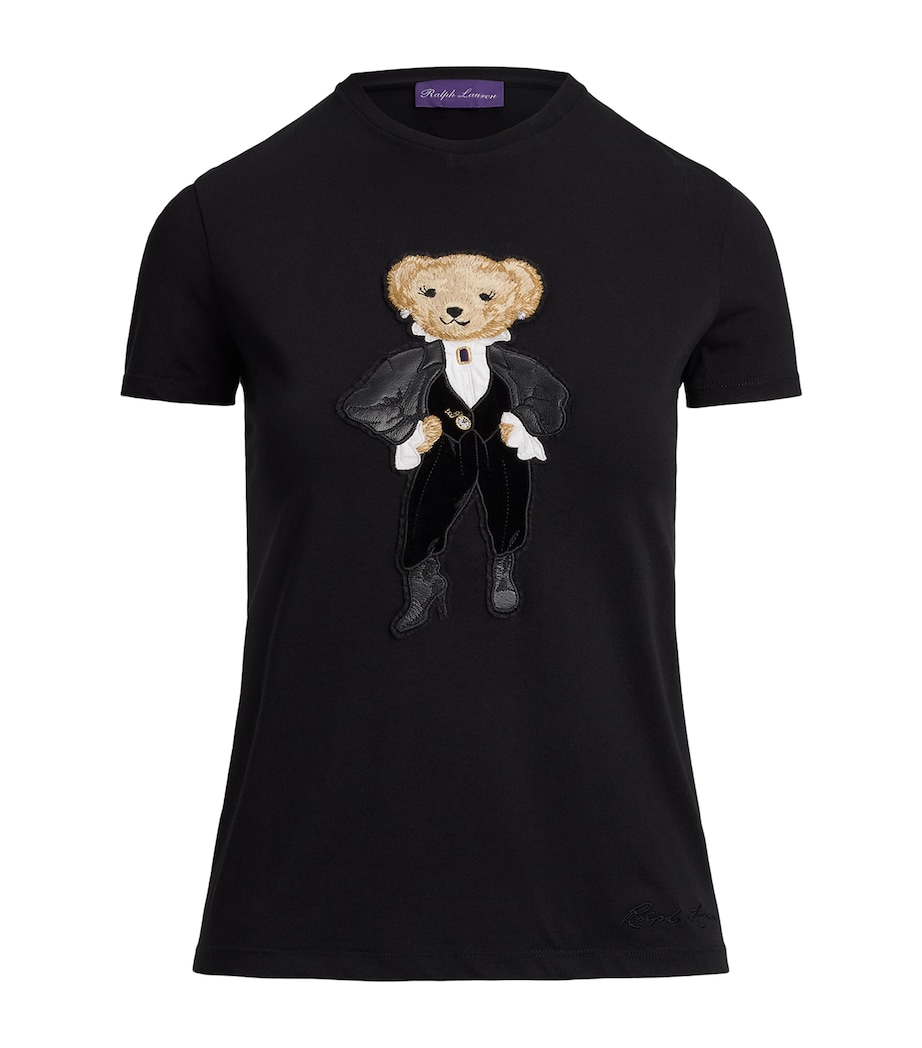 Cotton Holiday Polo Bear T-Shirt BLACK Image 1