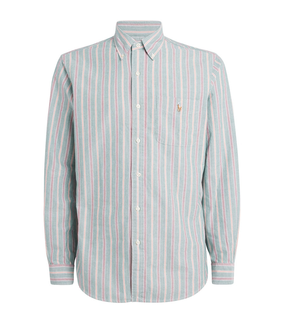 Cotton Stripe Oxford Shirt GREEN Image 1