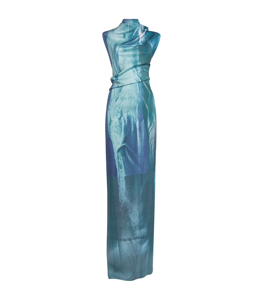 Jean Paul Gaultier Womens Draped Water Maxi Dress Indigo/vntgblue Image 1