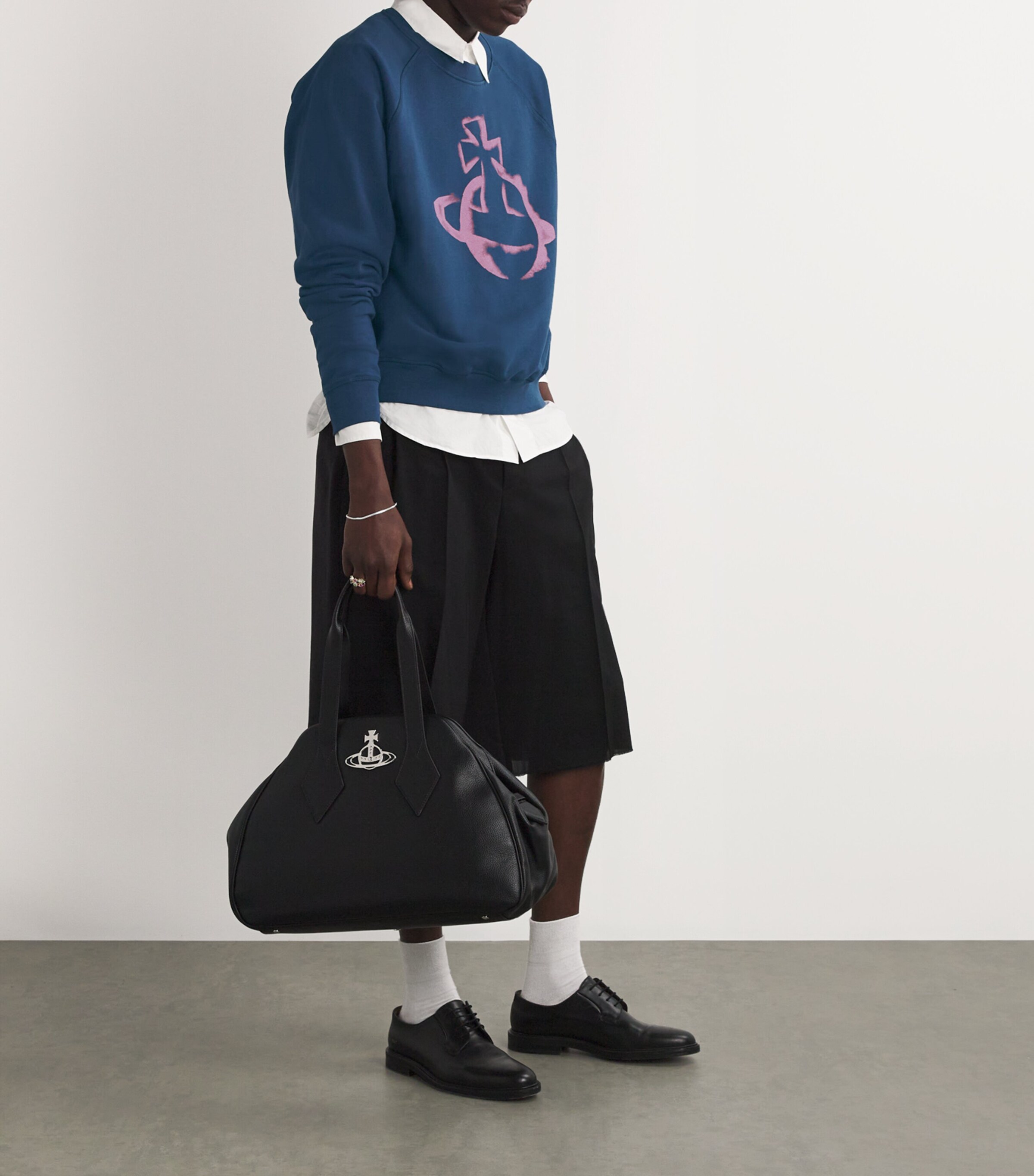 Vivienne Westwood Mens Cotton Stencil Orb Sweatshirt Dark Denim Image 2