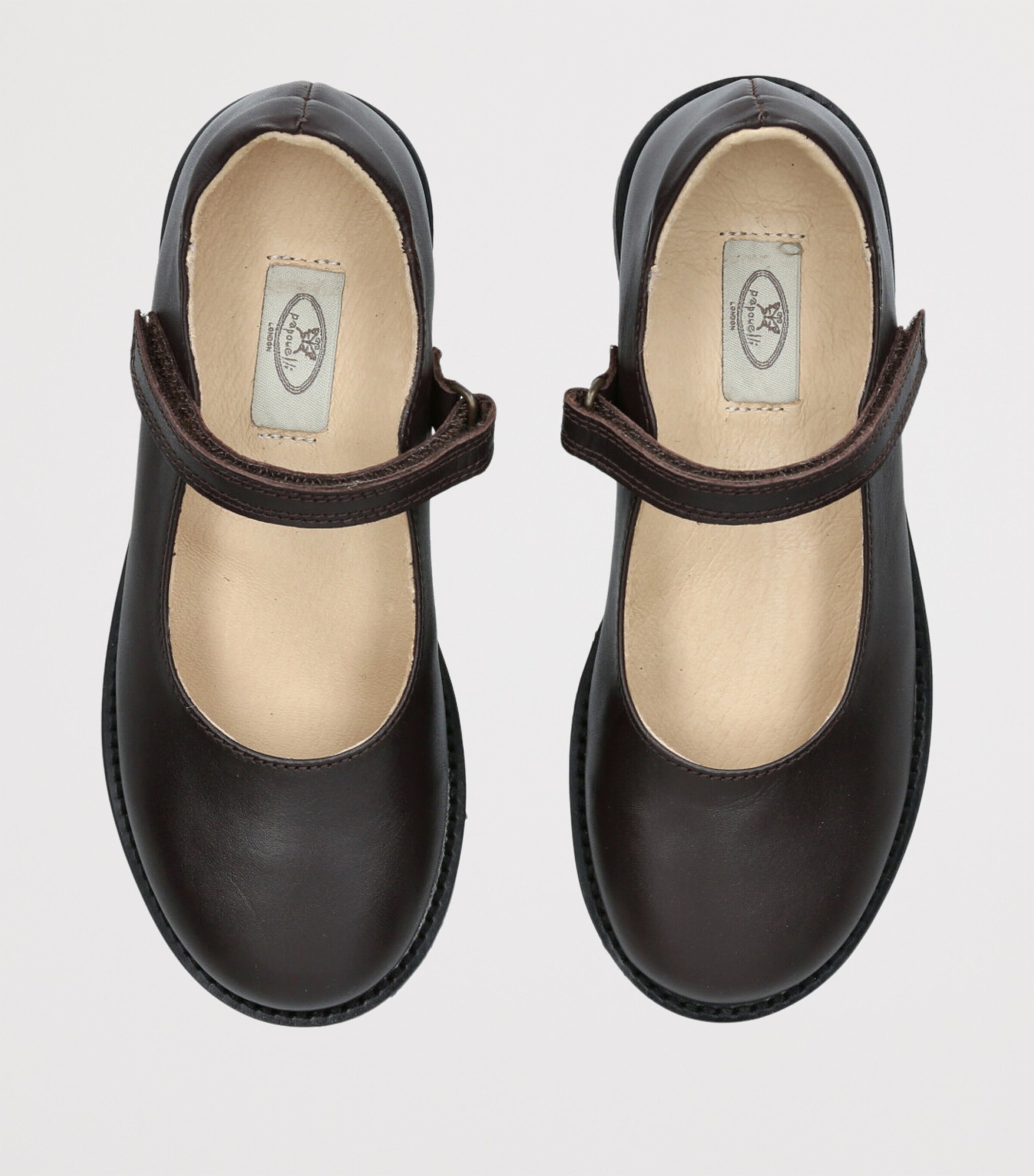 papouelli Leather Emilia Mary Janes Dark Brown Image 4