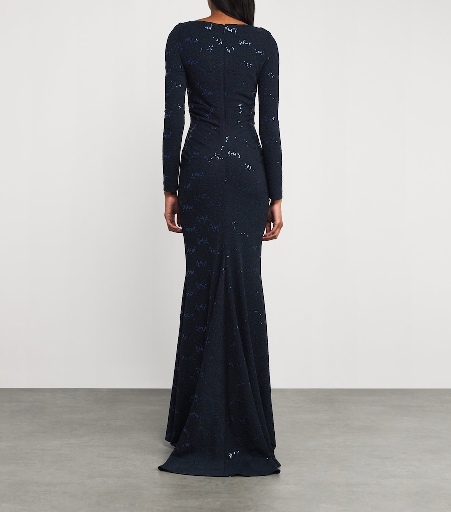 Embellished Asymmetric Gown ROYAL NAVY Image 3