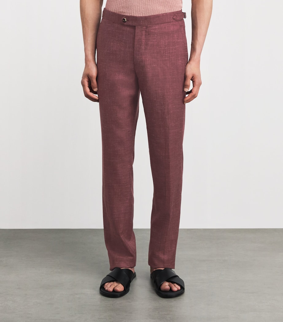 Isaia Mens Wool-Cashmere-Silk-Linen Sanita Trousers Image 4