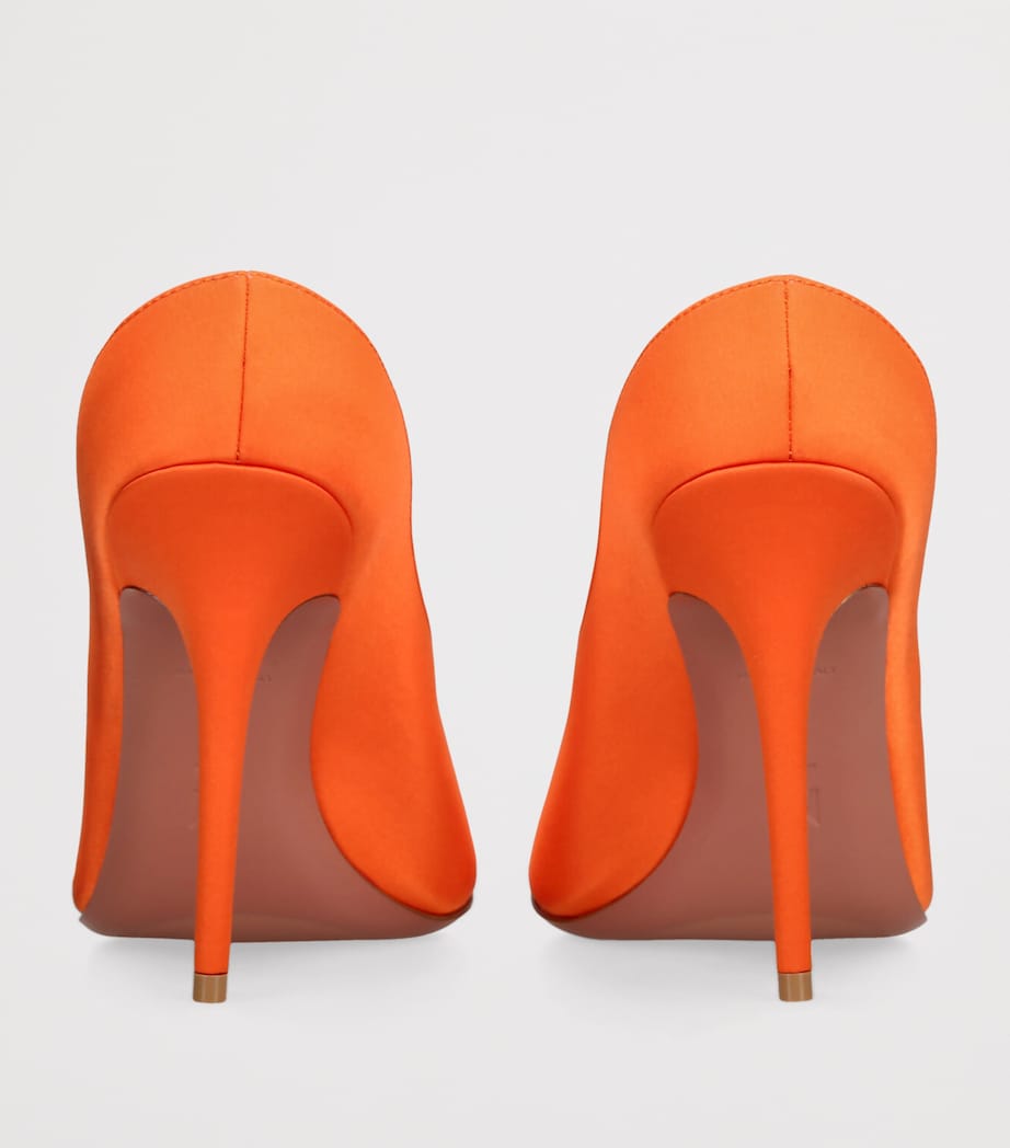 Amina Muaddi Satin Anok Heeled Slipper 105 Orange Image 2