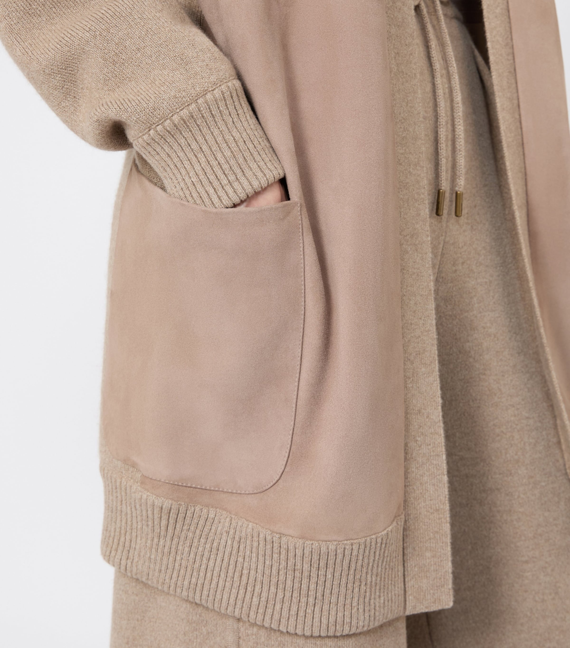 Max Mara Womens Wool-Cashmere-Suede Cardigan Beige Image 6