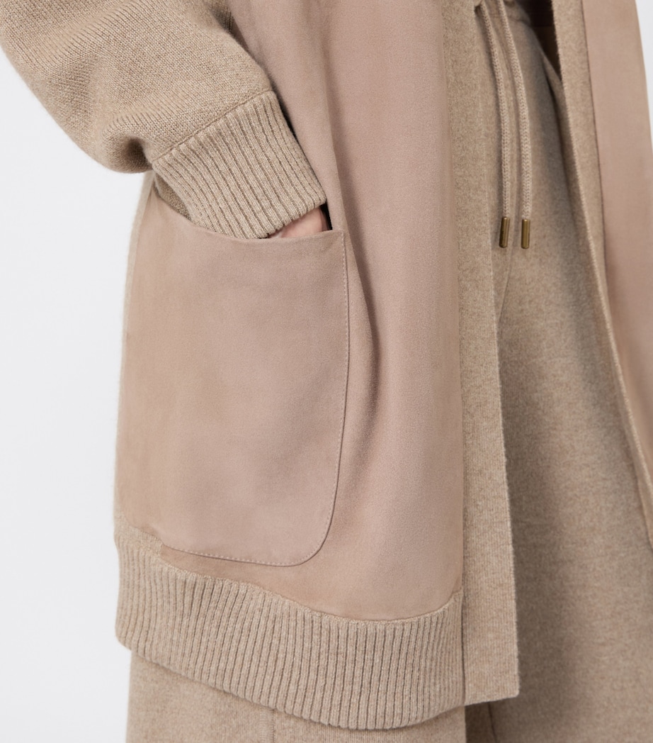 Max Mara Womens Wool-Cashmere-Suede Cardigan Beige Image 6